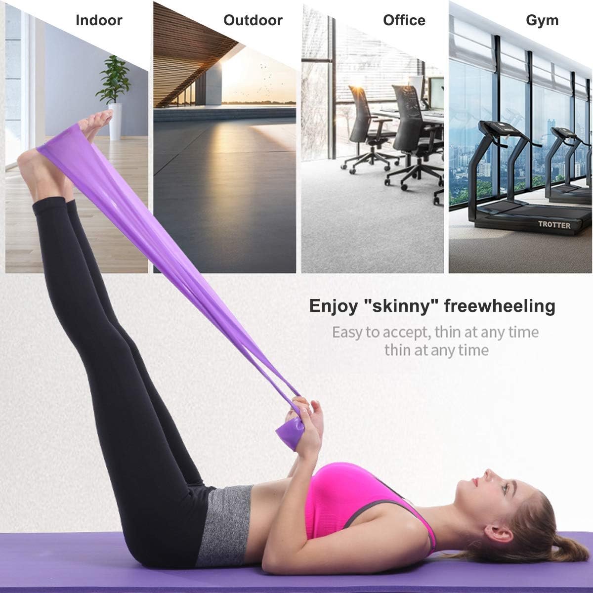 3 pieces - Exercise bands - 1.5 m - Resistance band - Resistance bands - Silicone exercise bands - yoga band - pilates band - sports band - Fitness elastic bands - Fitness equipment - For yoga, pilates, rehabilitation in the gym or at home - Image 4
