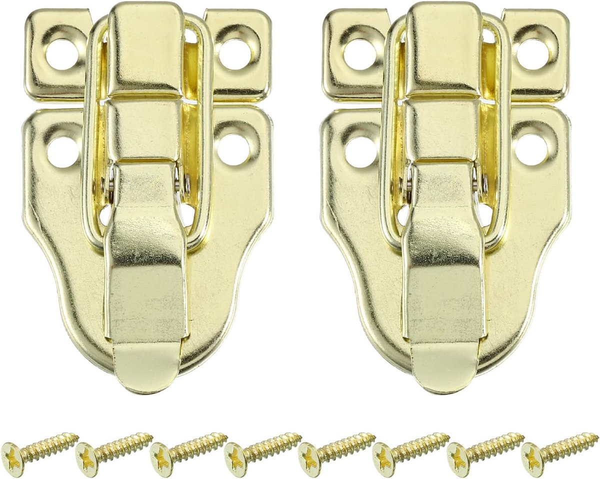 pieces - 58*40 mm - lock - cabinet locks - box lock - toggle lock - metal box toggle lock - with mounting screws - for jewelry box - wooden cabinet - decorative - gold - Image 1