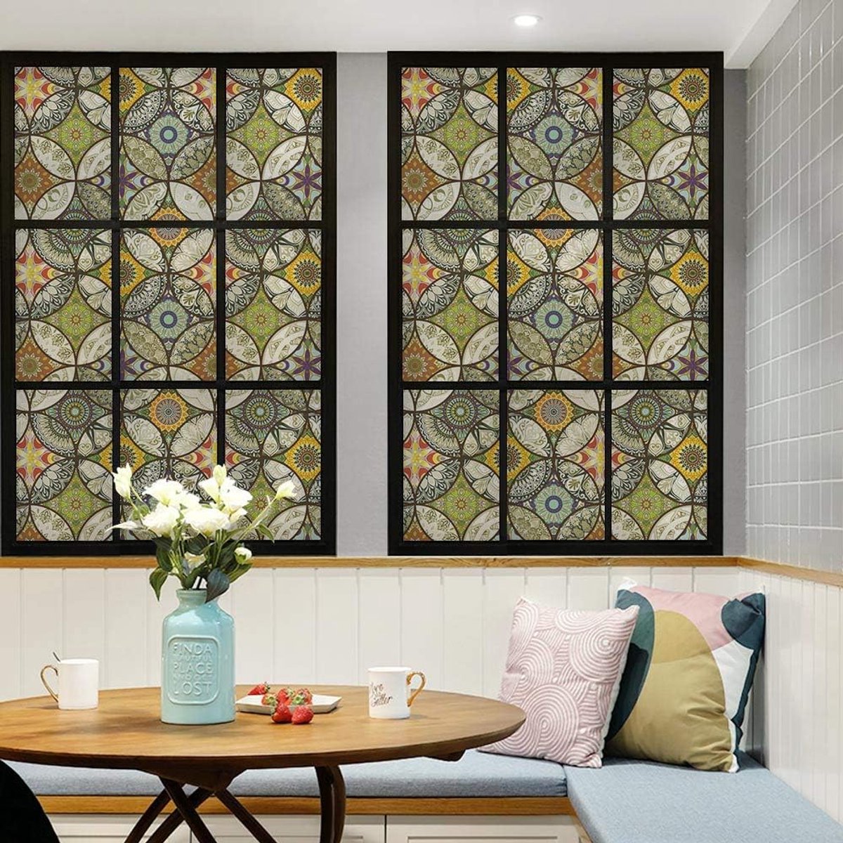 45 x 200 cm - Window stickers - Window film - Decorative window film - Privacy window film - Frosted glass - Circle pattern - Static cling - Privacy window stickers - yellow - Image 4