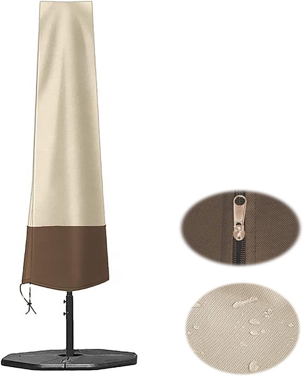 Outdoor parasol rain cover - Parasol cover - Dustproof - Waterproof - Parasol protector - Standing parasol cover - Dust cover - Durable all-season parasol cover - Beige/Brown - 200 × 55/60cm - Image 1