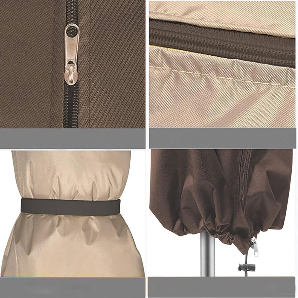 Outdoor parasol rain cover - Parasol cover - Dustproof - Waterproof - Parasol protector - Standing parasol cover - Dust cover - Durable all-season parasol cover - Beige/Brown - 200 × 55/60cm - Image 5