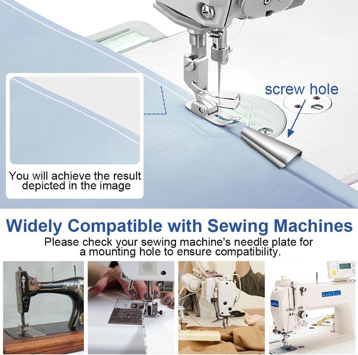 Hem feet - Rolled Hem Foot - Sewing machine accessories - Rolled Hem Presser Foot - Hemmer foot - sewing machine presser foot - sewing accessories - with 8 sizes - Stainless Steel Rolled Hem Presser Foot - for home use - 3-10 mm - silver - Image 4