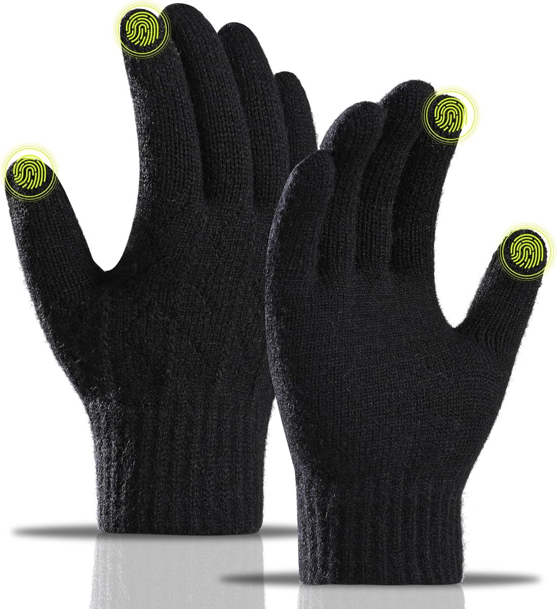 Gloves - Winter Gloves - Warm Gloves - Touchscreen Gloves - Men's Winter Touchscreen Gloves - Warm and windproof fleece lining - Durable and soft - for outdoors, running, skiing, cycling - black - Image 1