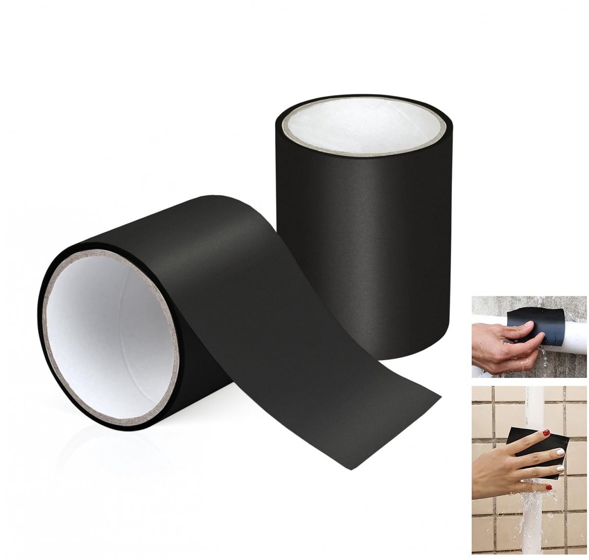 2 pieces - 1.5 m*10 cm - waterproof repair tape - for repairing swimming pools, tents and ponds - repair tape - waterproof adhesive tape - leak-proof tape - insulation tape - sealing tape - for pipes, tents, swimming pools - black - Image 1