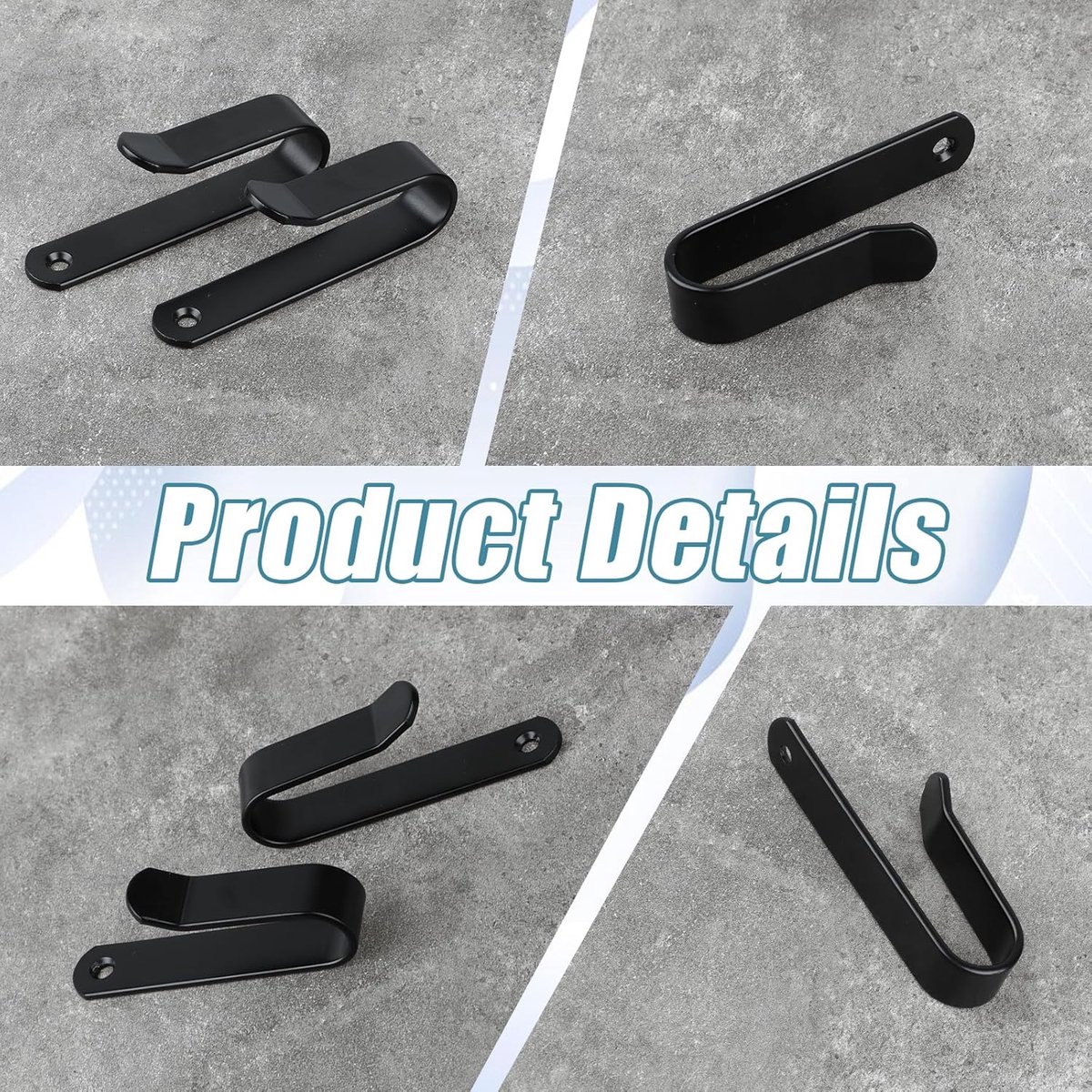 2 pieces - Skateboard wall mount - snowboard wall mount - snowboard wall mounting clips - horizontal snowboard storage - skateboard display rack stand - towel rack - towel hook - coat hook - with screws - for room, garage - 10*2*3.5 cm - black - Image 2
