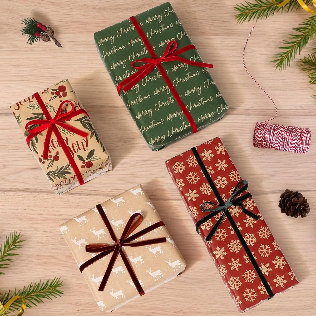 Wrapping paper - Christmas wrapping paper - Christmas gift paper - Wrapping paper with figures - 43 x 300cm - 4 rolls - Christmas paper wrapping paper for Christmas - Christmas paper wrapping paper for children - gift paper - Kraft gift paper - Christmas - Image 4