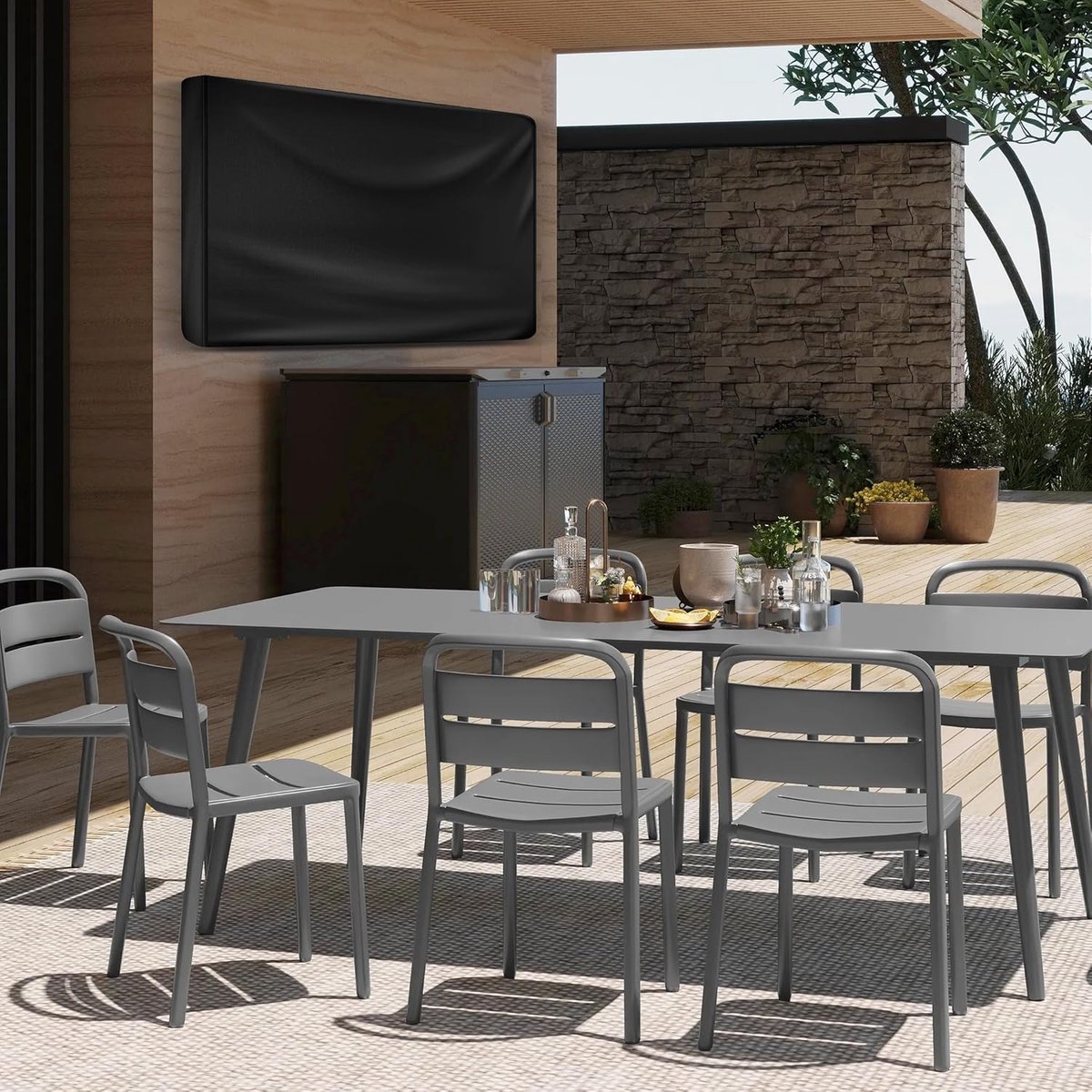 Outdoor TV case 50-52 inch - TV screen protector - waterproof and weatherproof outdoor flat screen case - 210D fabric - 51.2 x 5.9 x 32.6 inches - black - Image 5
