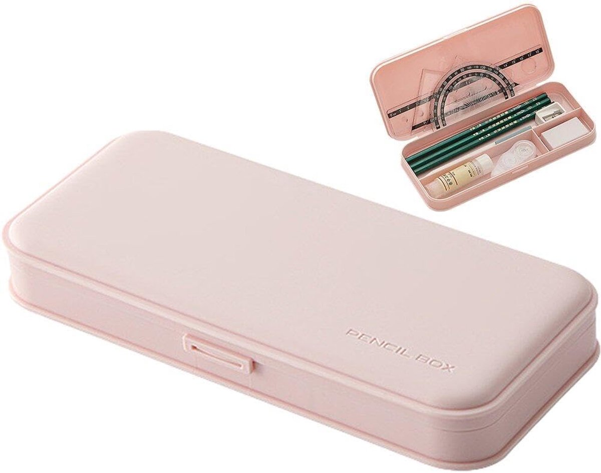 Pencil Case - Pen Pencil Case - Pencil Case - Pencil Case for Children and Adults - Exam Pencil Case - School Bag for Boys and Girls - plastic pencil case - pencil case - school supplies - compact stationery storage box - Back To School - Pink - Image 1