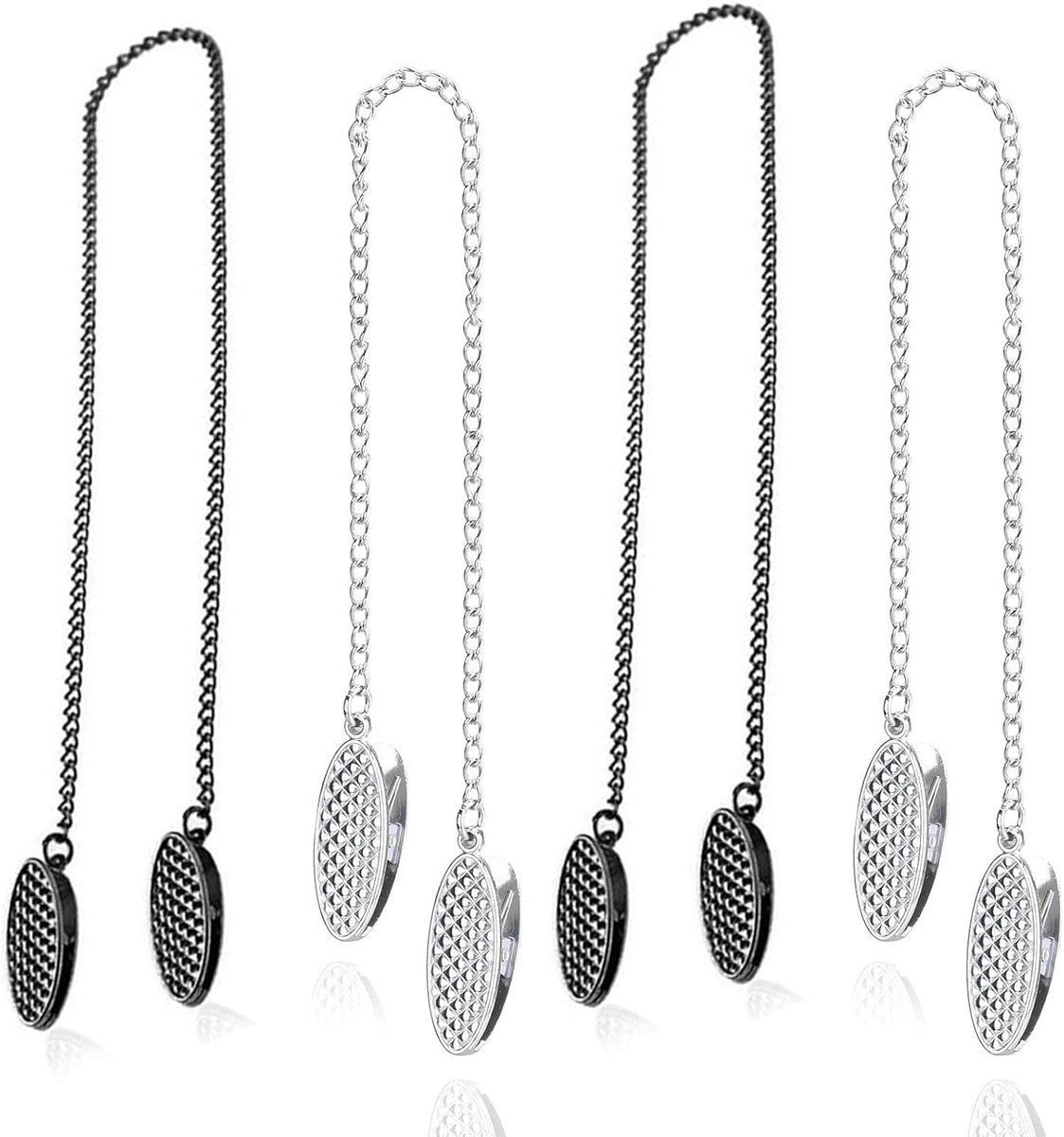 Napkin chain with clips - 4 pieces napkin chain - napkin clips - napkin clips with chain - 50 cm metal chain - Napkin clips - silver metal napkin clips - napkin clip chain - for seniors adults children - Silver & Black - Image 1