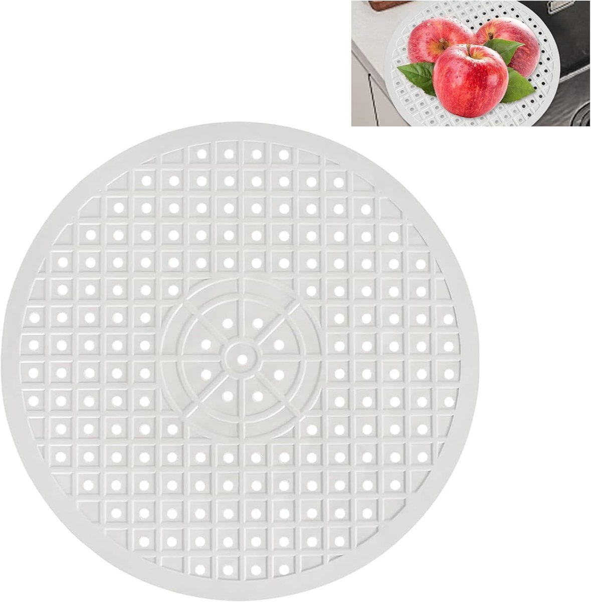 1 Piece Silicone Sink Mat - Washbasin Mat - Sink Mat - Sink Mats - Rubber Countertop Mat for Sink - Cuttable - Foldable - Non-slip - Round sink mat - Protective mat - For countertop - Round White - ø 31 Cm - Image 1
