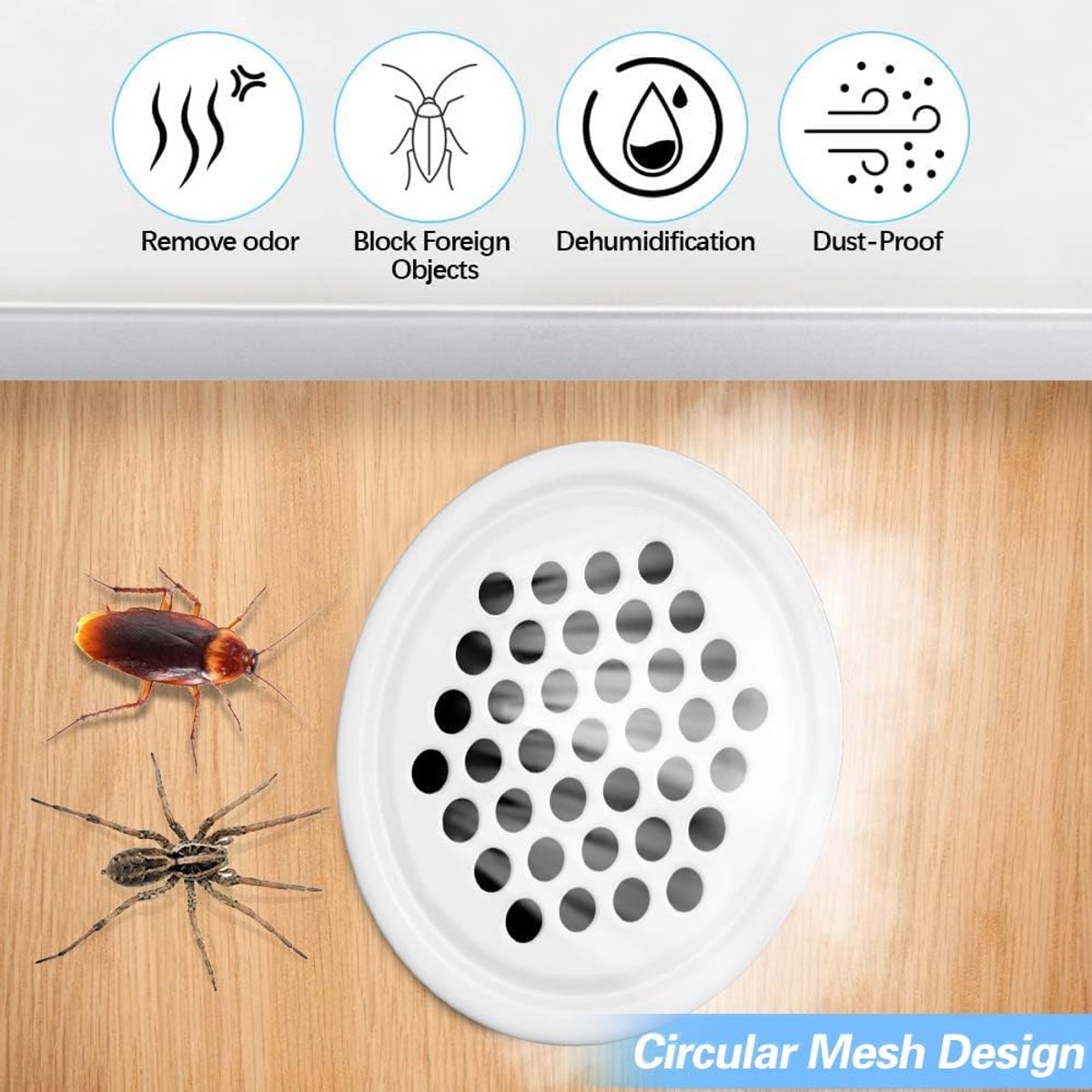 20 pieces - ventilation grilles - 35mm - round ventilation grilles - stainless steel ventilation openings - stainless steel exhaust ventilation grilles - round ventilation grille - round mesh openings - for furniture, kitchens, wardrobes and cabinets - wh - Image 2