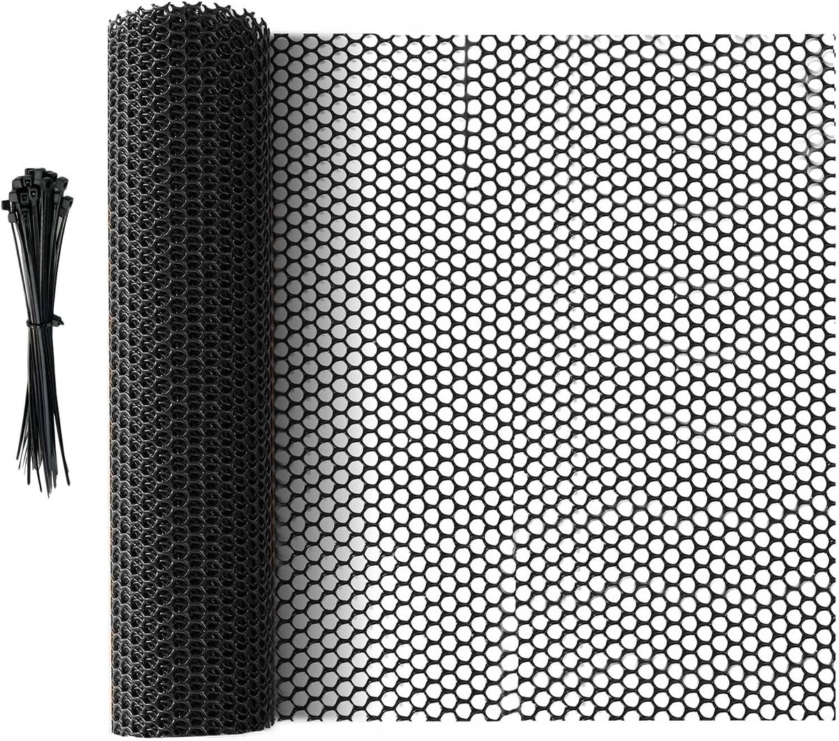 Plastic Fencing Net - 40 cm * 3 m - Chicken Wire - Cat Net - Dog Fencing - Bird Net - Pet Trap Net - Garden Mesh - Plastic Mesh - Plant Net - with 20 fixed straps - for dogs, cats, chickens and other small animals - Black - Image 1