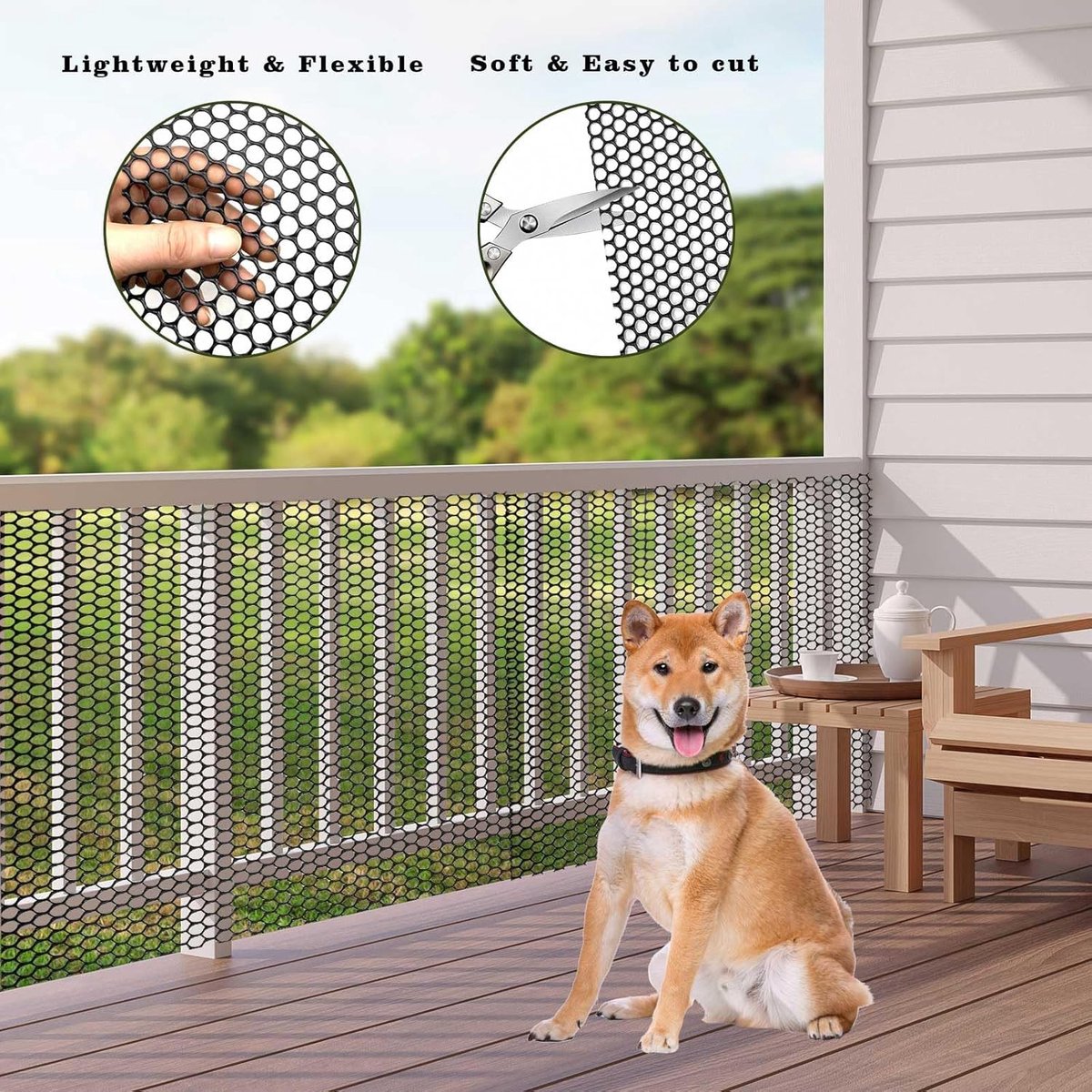 Plastic Fencing Net - 40 cm * 3 m - Chicken Wire - Cat Net - Dog Fencing - Bird Net - Pet Trap Net - Garden Mesh - Plastic Mesh - Plant Net - with 20 fixed straps - for dogs, cats, chickens and other small animals - Black - Image 2