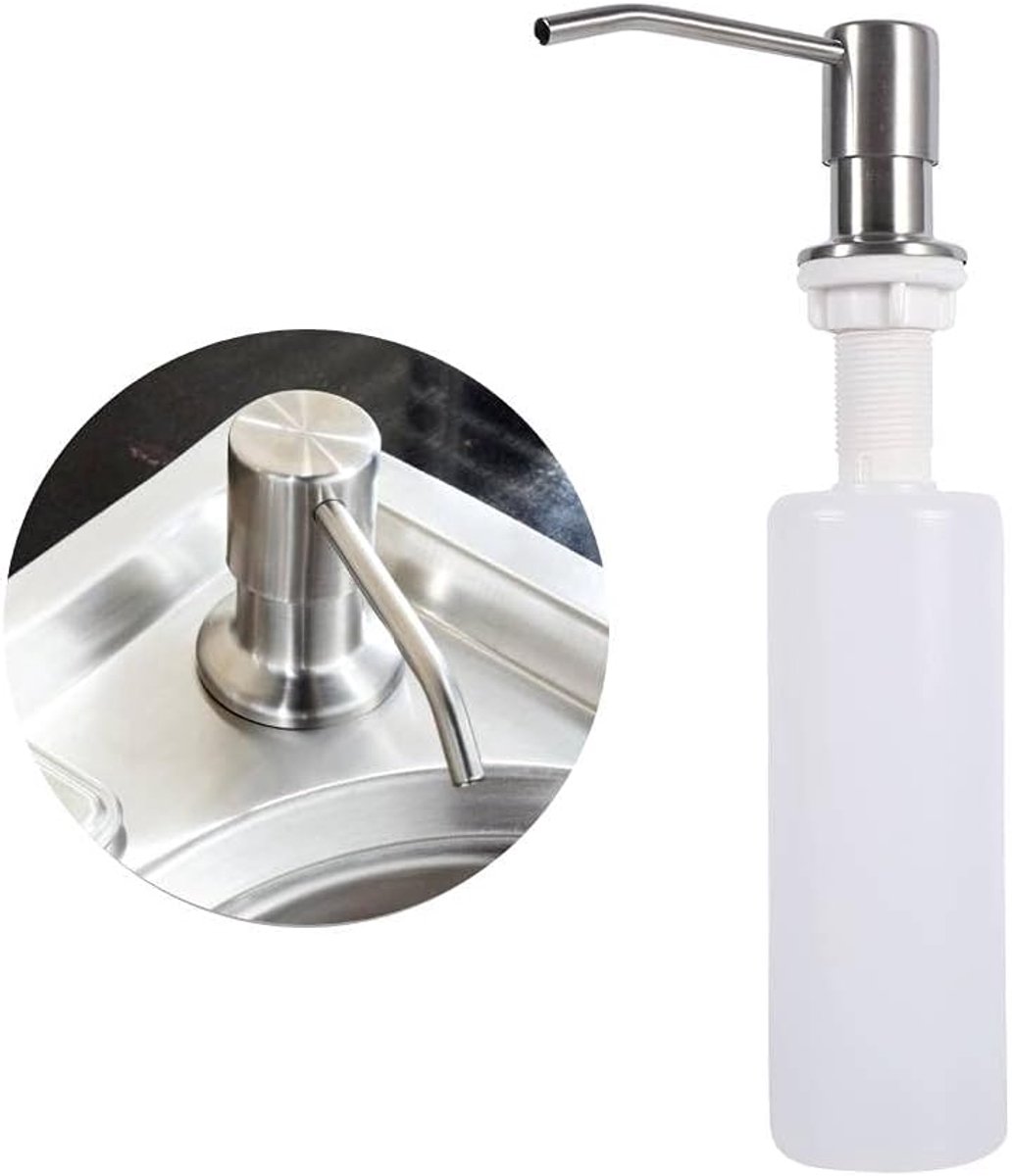 Soap Dispenser - 300 ml - Kitchen Detergent Dispenser - Sink Soap Dispenser - Stainless Steel Kitchen Detergent Dispenser - Refillable Soap Dispenser - With 360° Rotating Pump - Kitchen Accessories - Silver - Image 1