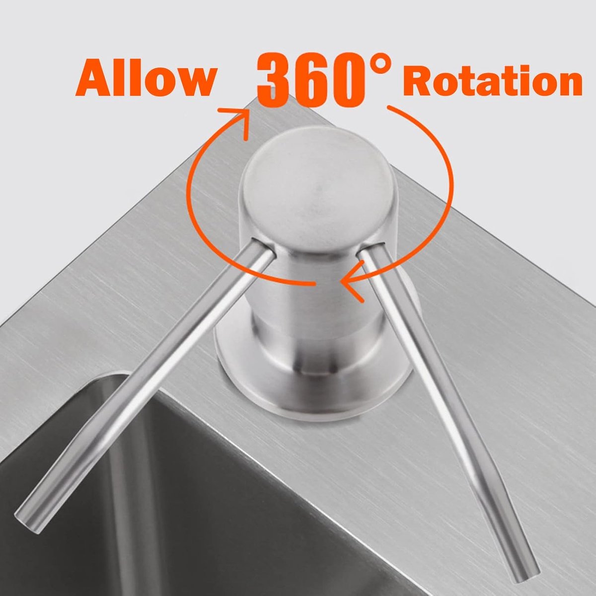 Soap Dispenser - 300 ml - Kitchen Detergent Dispenser - Sink Soap Dispenser - Stainless Steel Kitchen Detergent Dispenser - Refillable Soap Dispenser - With 360° Rotating Pump - Kitchen Accessories - Silver - Image 4