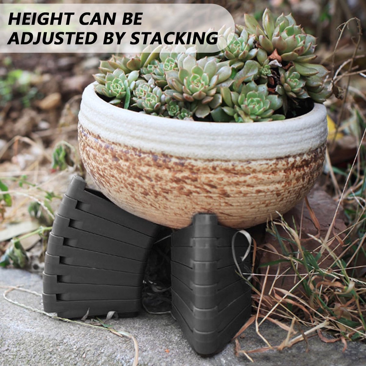 12 pieces - Flowerpot feet - Pot feet - Plant supports - Planter coasters - Flowerpot lifters - Triangular Planter Feet - Flowerpot risers - Non-slip - Breathable - Flowerpot feet - for Outdoor Plant Pots and Flowers - 7*5.5*2 cm - black - Image 2