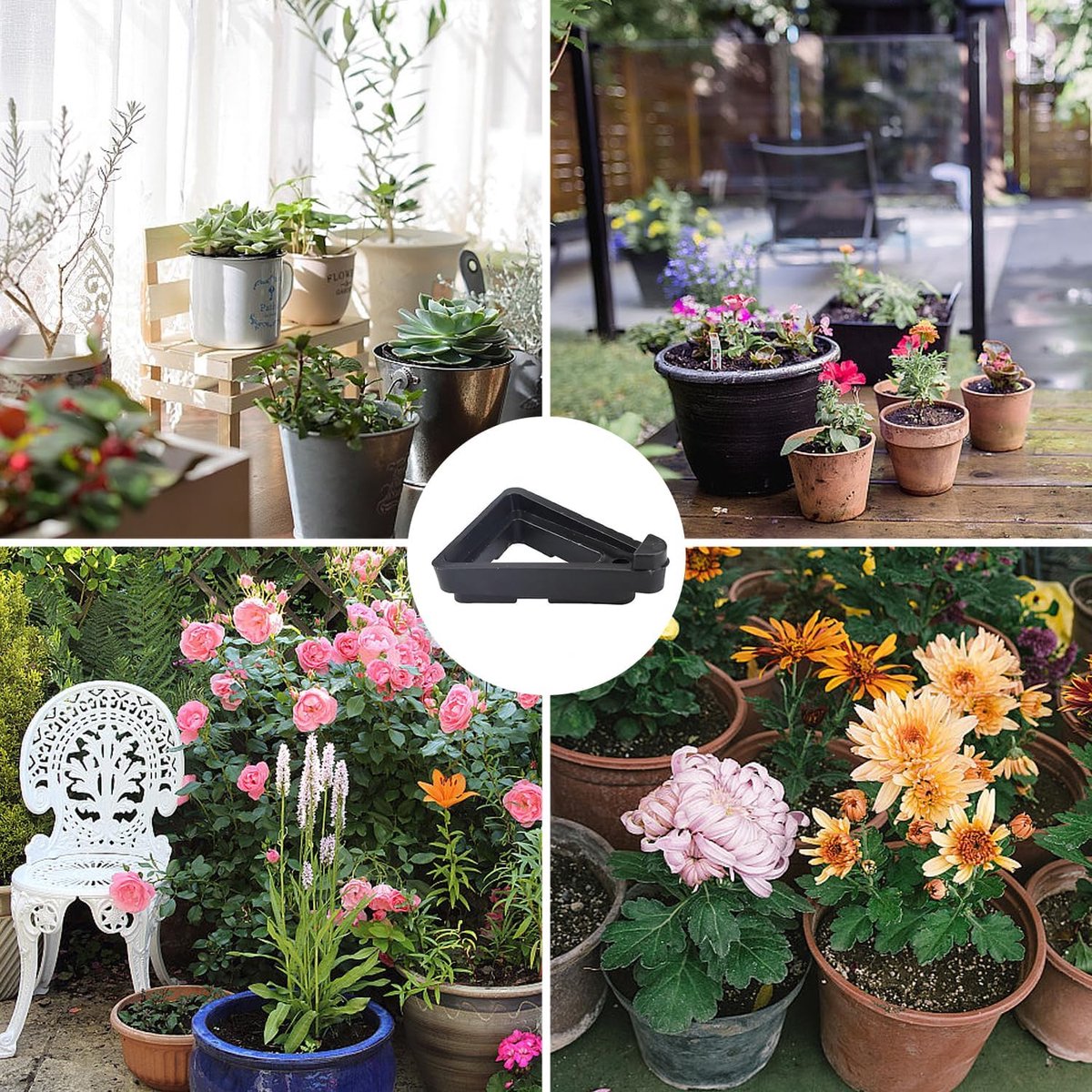 12 pieces - Flowerpot feet - Pot feet - Plant supports - Planter coasters - Flowerpot lifters - Triangular Planter Feet - Flowerpot risers - Non-slip - Breathable - Flowerpot feet - for Outdoor Plant Pots and Flowers - 7*5.5*2 cm - black - Image 3