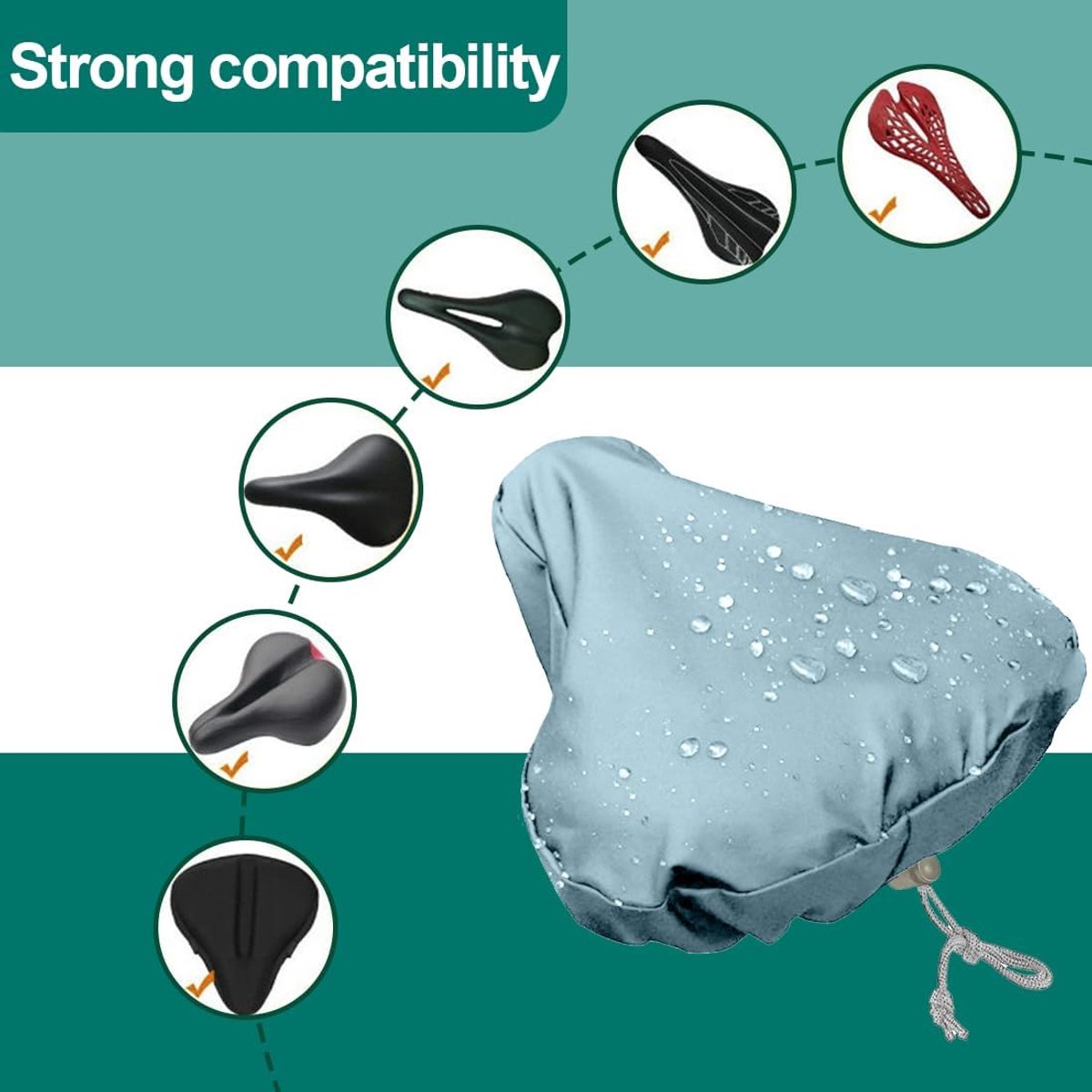 Bicycle Saddle Cover - Bicycle Saddle Cover - Waterproof Saddle Cover - Cover for Bicycle Saddle - Rain Cover - Saddle Cover - waterproof bicycle saddle cover - with drawstring - outdoor saddle cover - bicycle accessories - universal - rain and dust prote - Image 2