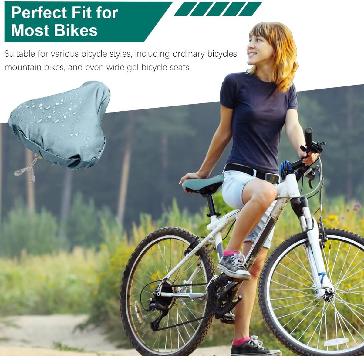Bicycle Saddle Cover - Bicycle Saddle Cover - Waterproof Saddle Cover - Cover for Bicycle Saddle - Rain Cover - Saddle Cover - waterproof bicycle saddle cover - with drawstring - outdoor saddle cover - bicycle accessories - universal - rain and dust prote - Image 3