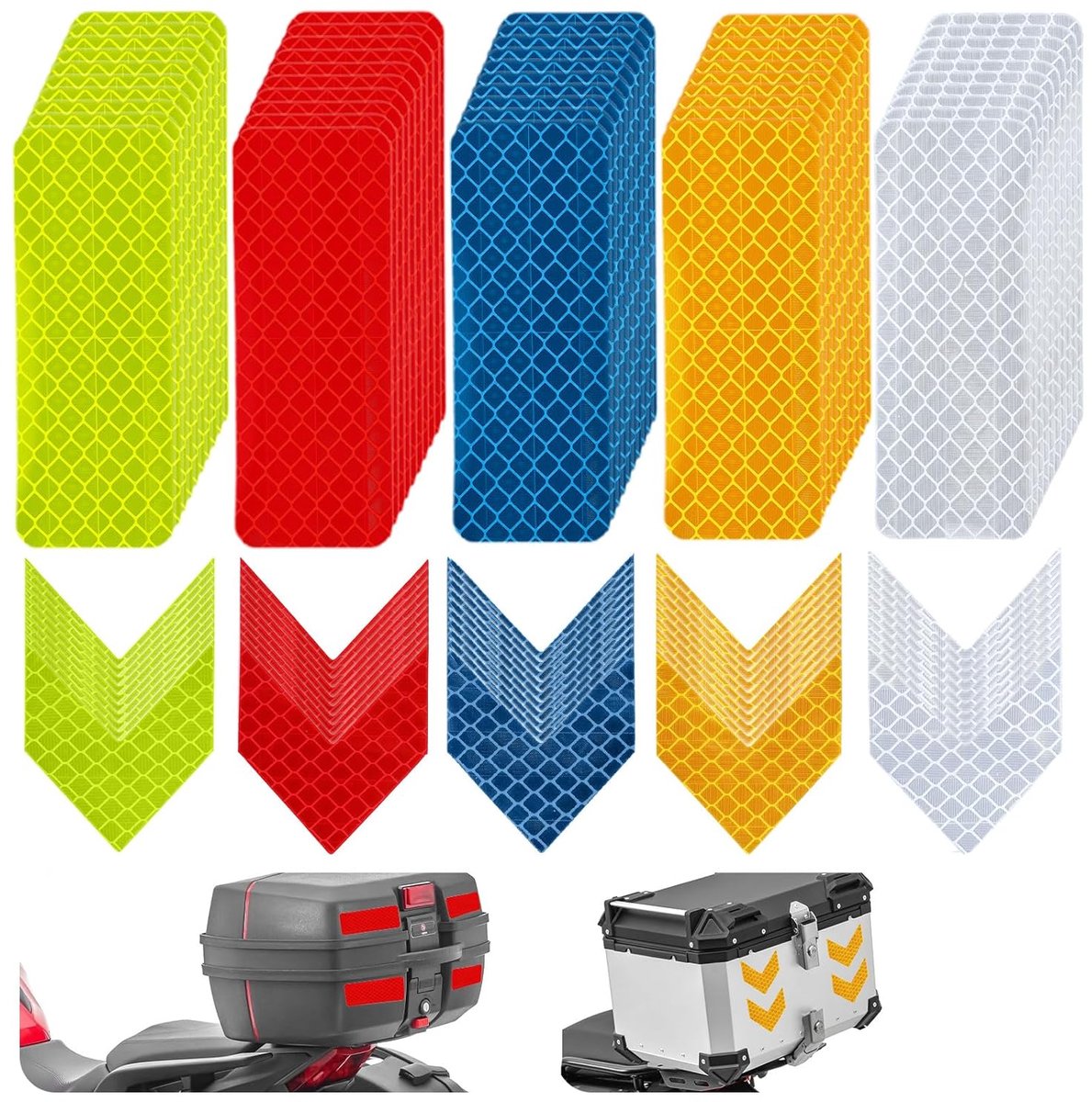 100 pieces - reflective stickers - reflective tape - reflective safety warning strips - reflective strips - waterproof - for bicycles, helmets, cars, mailboxes, backpacks, trailers and outdoor equipment - rectangle and arrow - Image 1