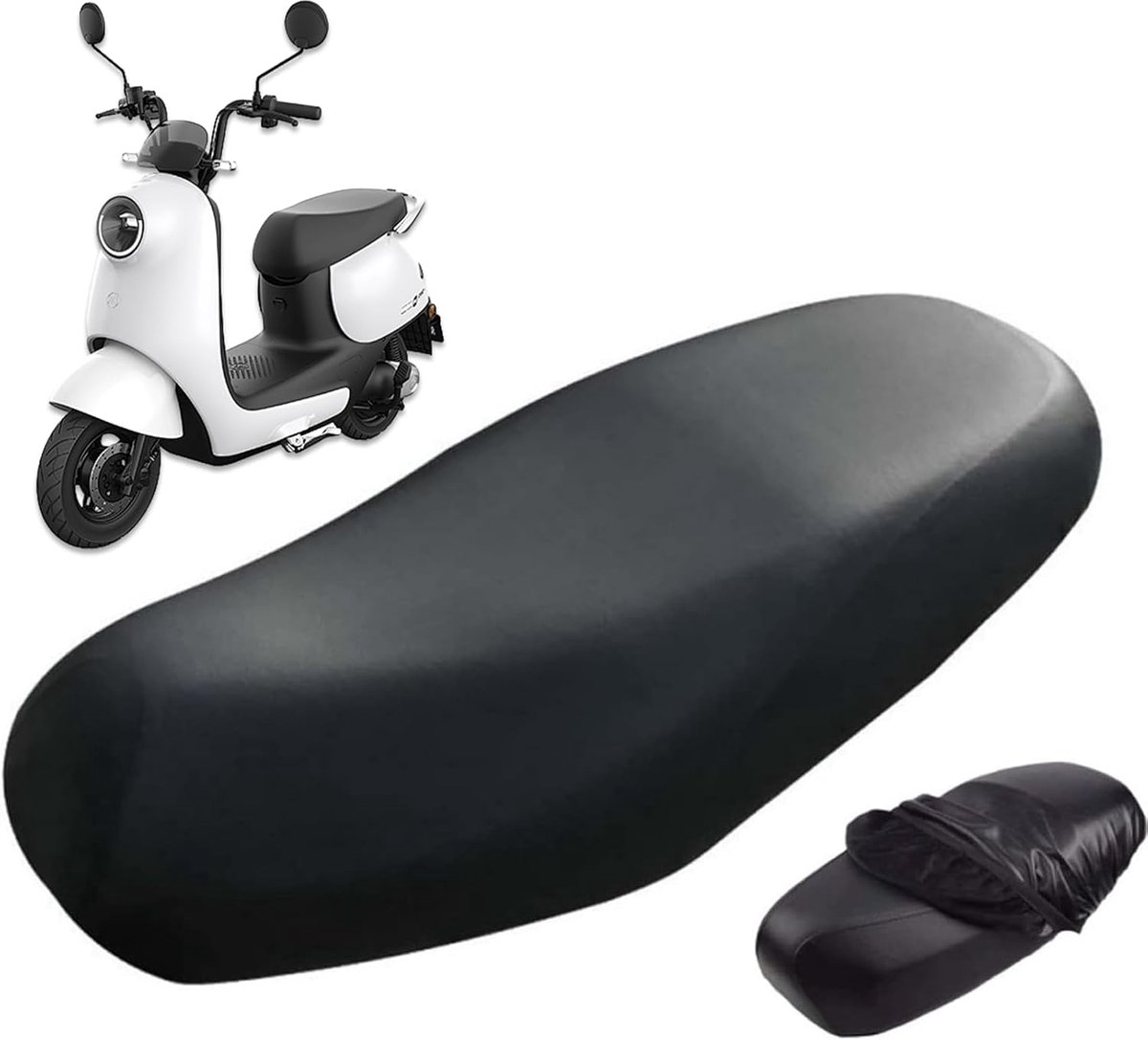 Motorcycle Seat Cover - Electric Bike Seat Cover - Scooter Seat Cover - Rain Seat Cover Scooter - Waterproof PU Scooter Seat Cover - Universal Seat Cover - Wear-Resistant Waterproof Cover - Seat Cover - For Most - 80*60 cm - Black - Image 1