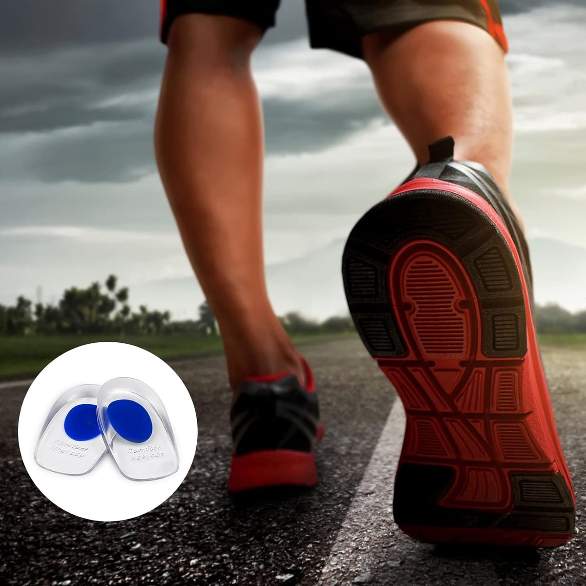 3 pairs - gel heel cushions - heel spur insoles - heel protectors - silicone heel spur - arch supports - insoles - heel raise - heel elevation - heel cushions - heel insoles - foot pain relief - Size 33-39 - S - 10.3*6.4*1.6cm - blue - Image 3