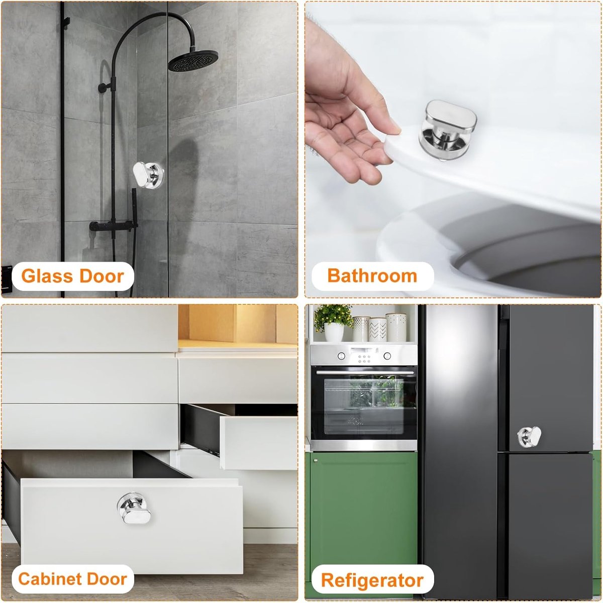 pieces - Door handle - Suction cup door grip - Suction cup handle - suction cup glass mirror door handle - suction cup handles for sliding doors - shower door handle - self-adhesive push-pull armrest - cabinet handles - for window, cabinet, toilet - 62x50 - Image 2