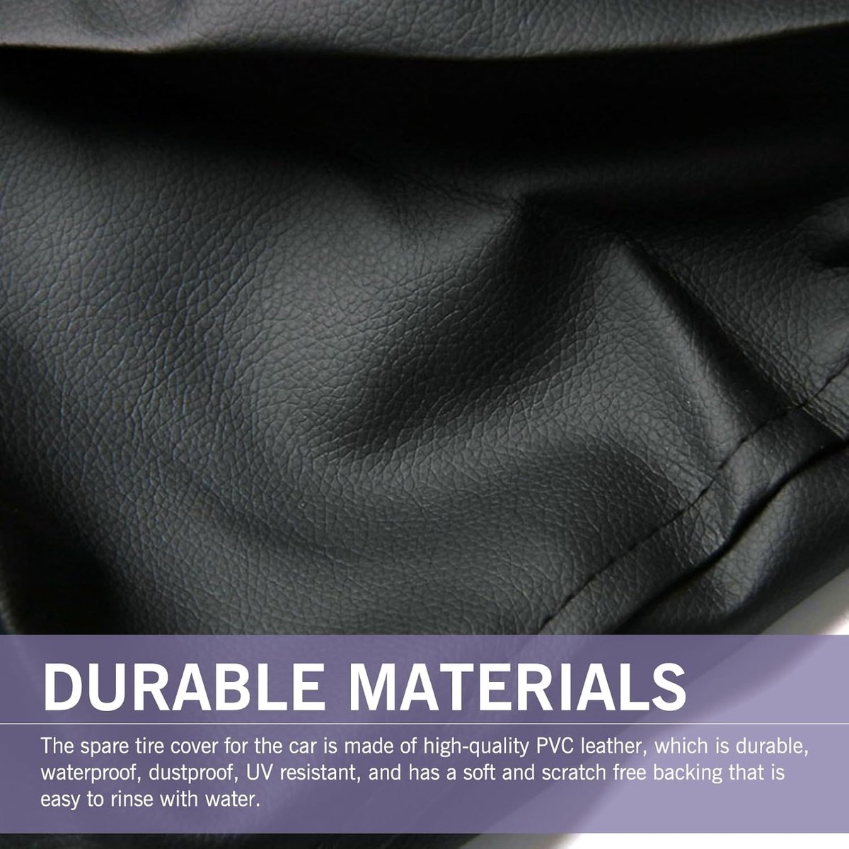 Tire cover - 16 inch - Tire covers - Spare tire cover - Tire dust cover - Spare wheel dust cover - Car tire protective cover - Spare wheel protective cover - Tire storage cover - PVC leather - Dust cover - suitable for tire diameters 76-79 cm - Black - Image 4