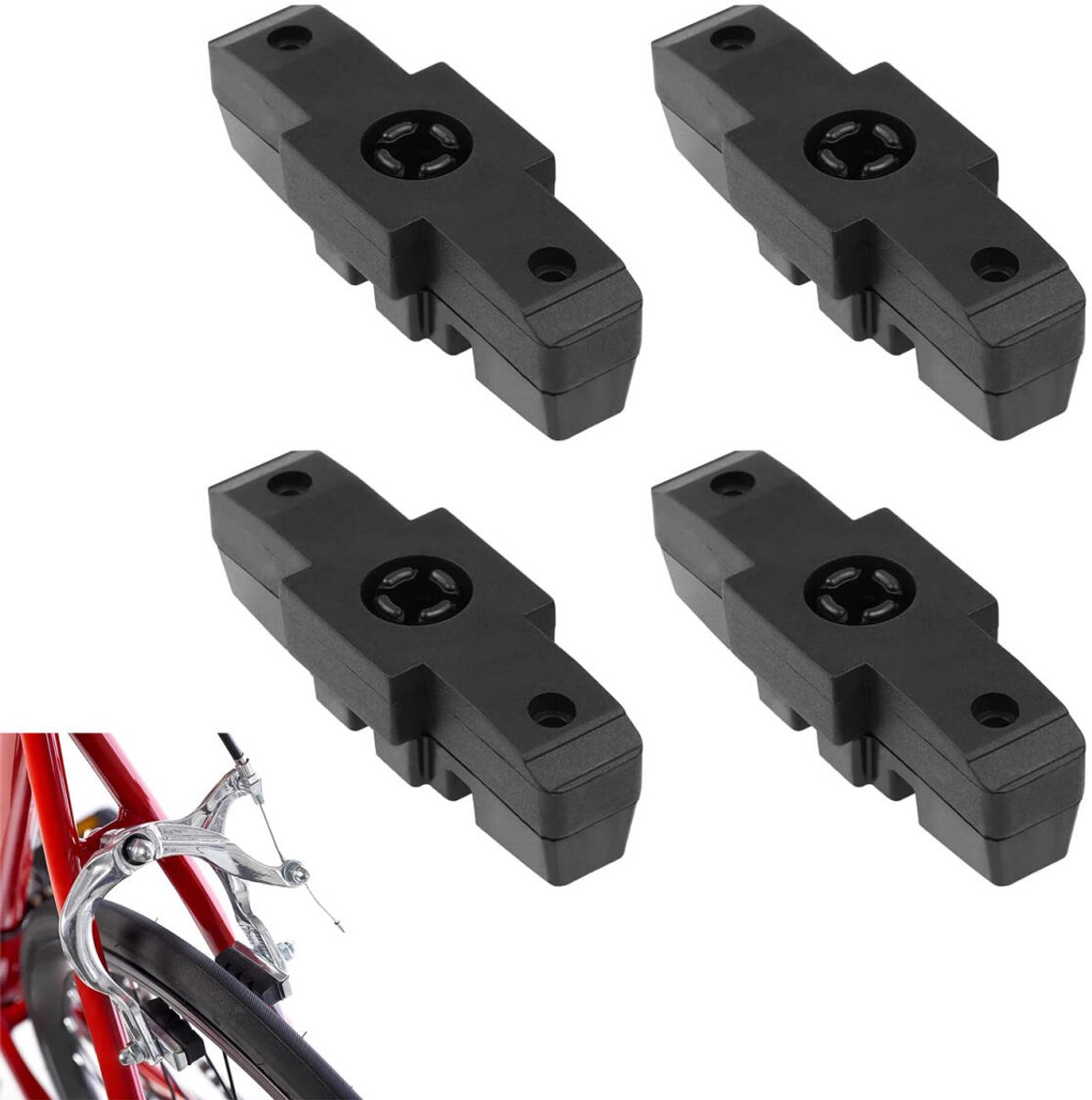 4 pieces - Brake pads - Bicycle brake pads - Replacement brake pads - Suitable for Magura HS11 HS22 HS24 HS33 HS66 - Brake pads for mountain bikes - Rubber bicycle brake pads - rubber road bike brake cover - bicycle accessories - black - Image 1