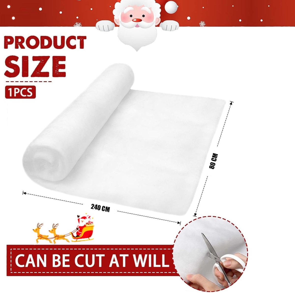 Snow blanket - 80*240 cm - Christmas snow blanket - Artificial snow roll - Christmas snow blanket roll - Fake Christmas decoration - Christmas decoration - Christmas tree decorations - soft artificial snow blankets - for the Christmas tree, party, winter - Image 5