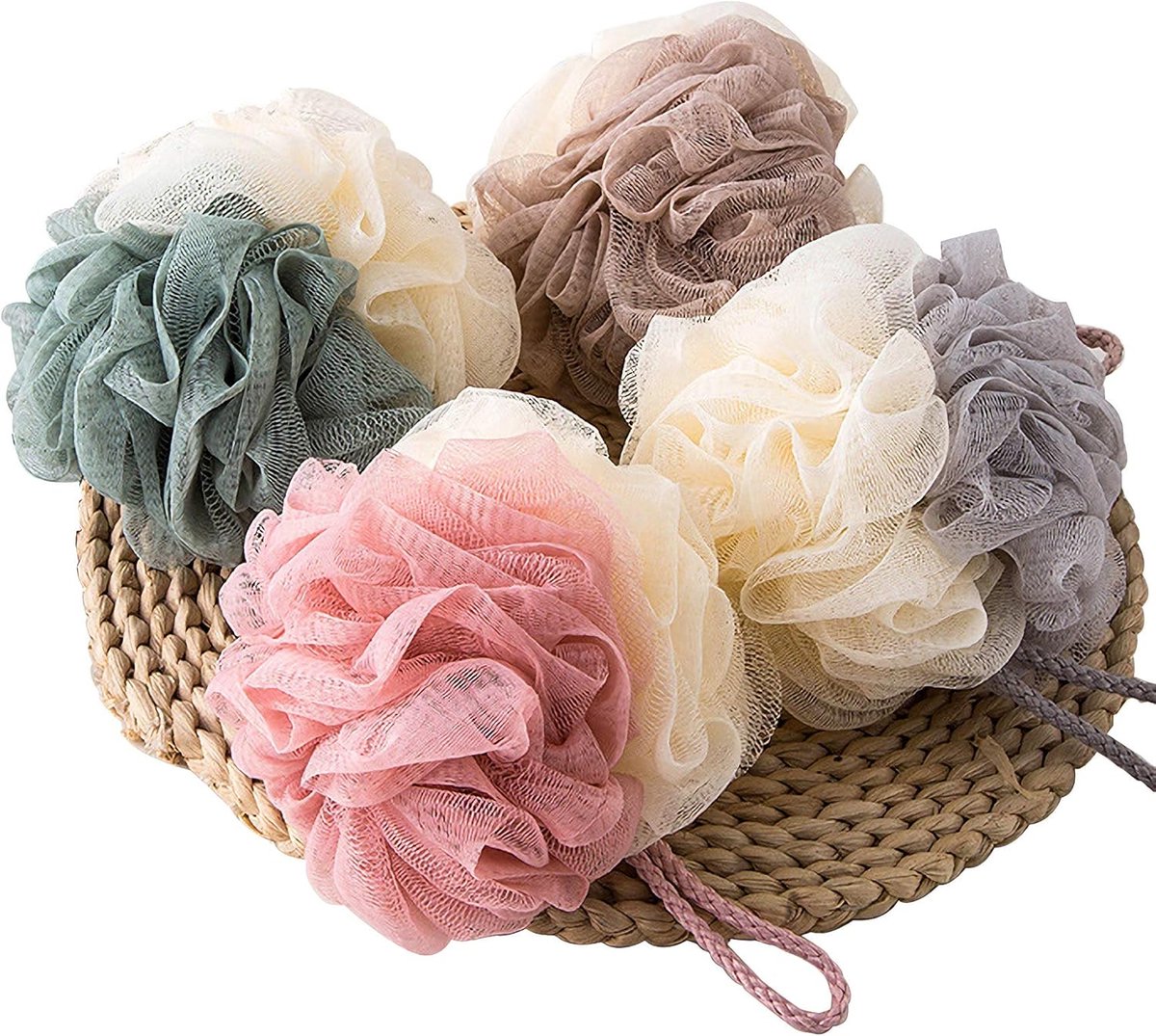4 pieces - Bath sponge - Bath sponges - Shower sponge - Shower puff - Massage sponge - Scrubbing sponge - Bathroom accessories - Shower - Bath sponges - Soft sponge - Reusable - 19*12 cm - Image 1