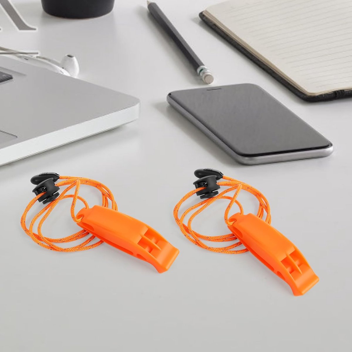 6 pieces - Emergency whistle - survival whistles - dual frequency - emergency whistle - with reflective cord, adjustable clip - emergency whistle survival whistle - for rescue operations in nature, hiking, camping, hunting and safety at sea - orange - Image 4