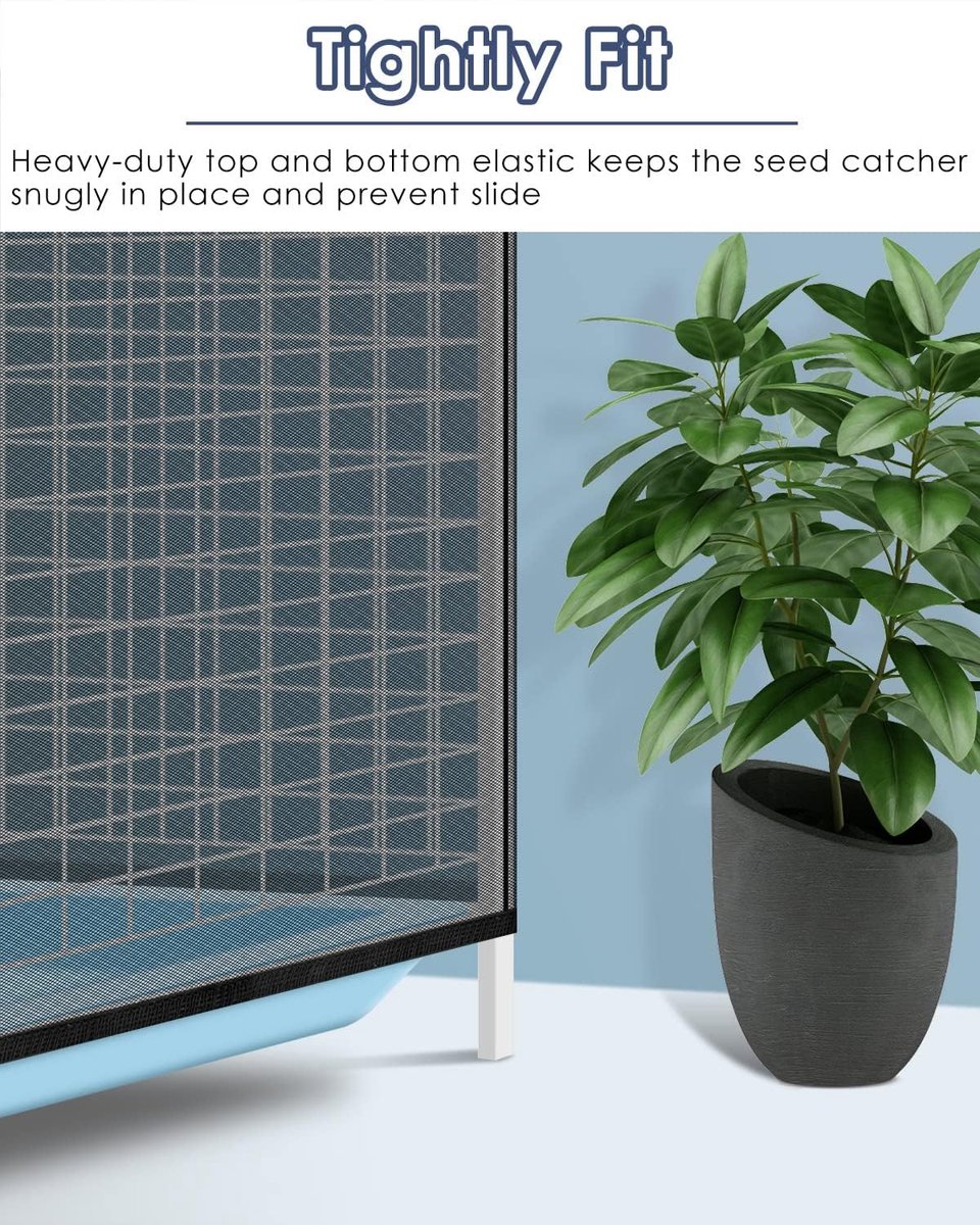 Birdcage Mesh Cover - Universal Birdcage Cover - Birdcage Splash Guard - Seed Catcher - Dust Cover for Birdcage - Birdcage Cover Skirt - Dustproof Mesh Cover - Dust Cover - Net - Birdcage Accessories - 40*150-220 cm - Black and White - Image 5