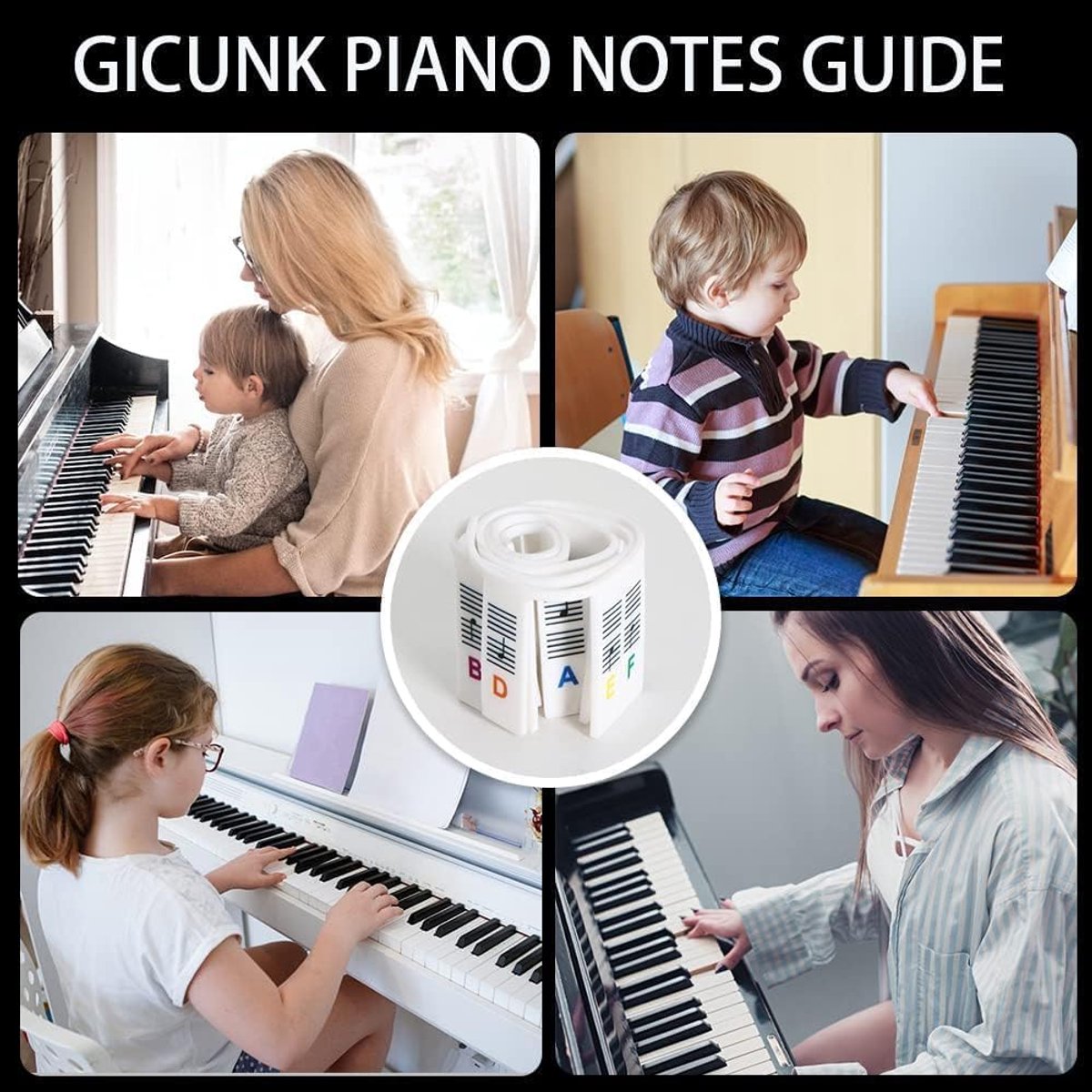 Piano/Keyboard Stickers - 88 keys - Removable Piano Key Stickers - piano stickers - Silicone - learn to play strip - Piano key stickers - Reusable - removable - with numbers - Easily Learn Music Notes - for beginners - Image 5