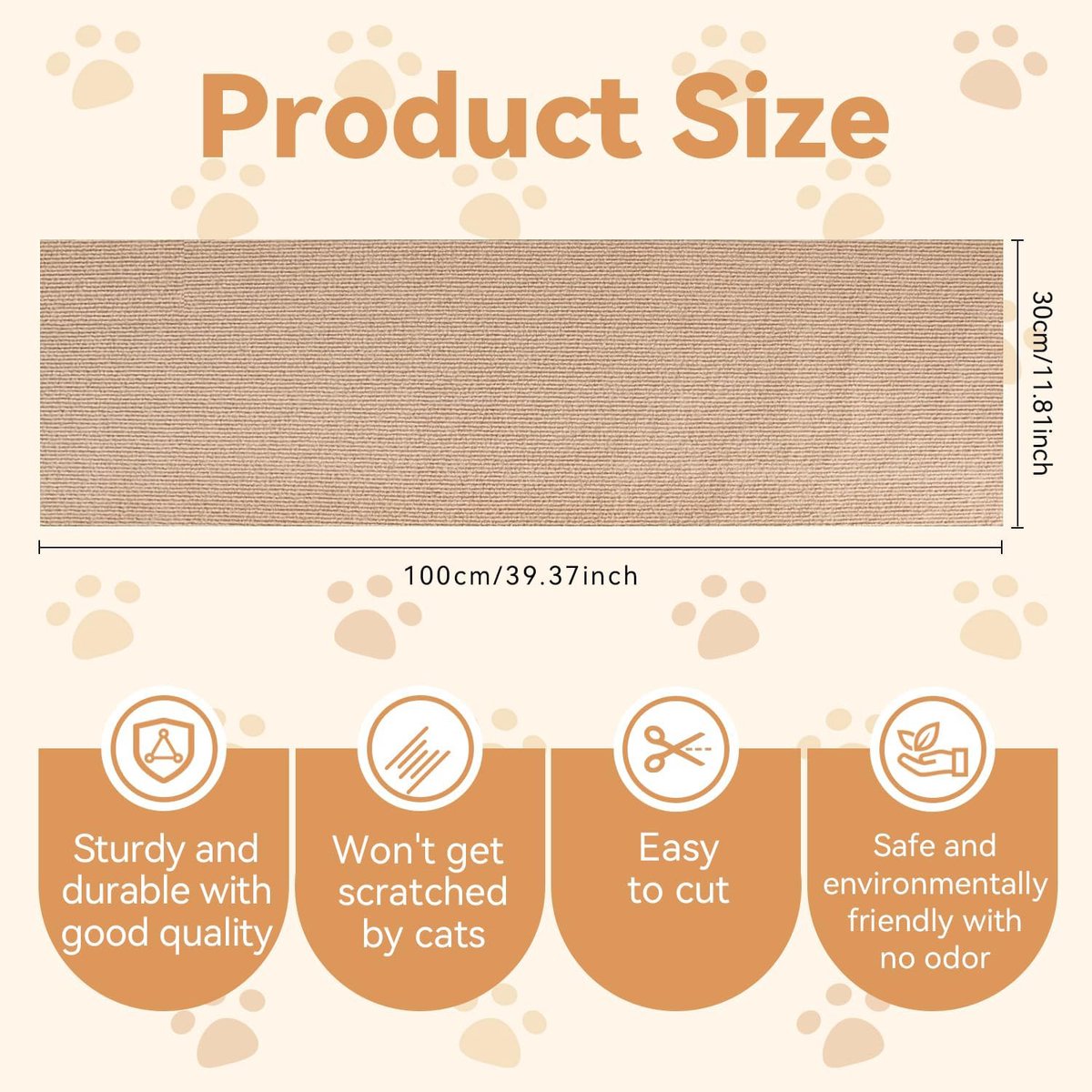 Scratching Post - 30 x 100 Cm - Scratching Mat for Cats - Kitten Toy - Anti-scratch cat sofa protection scratching post - Climbing Wall - Cat Climbing Wall - for furniture, walls, sofas and carpet - Scratching Mat for Sofa - Easy to cut - Self-adhesive - - Image 2