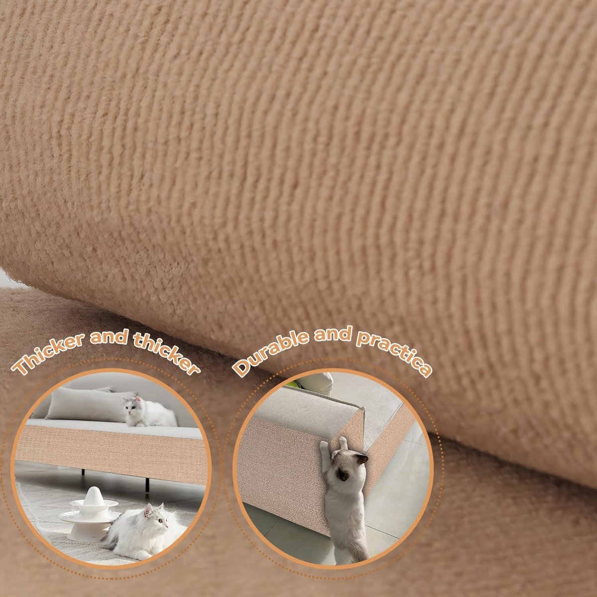 Scratching Post - 30 x 100 Cm - Scratching Mat for Cats - Kitten Toy - Anti-scratch cat sofa protection scratching post - Climbing Wall - Cat Climbing Wall - for furniture, walls, sofas and carpet - Scratching Mat for Sofa - Easy to cut - Self-adhesive - - Image 4