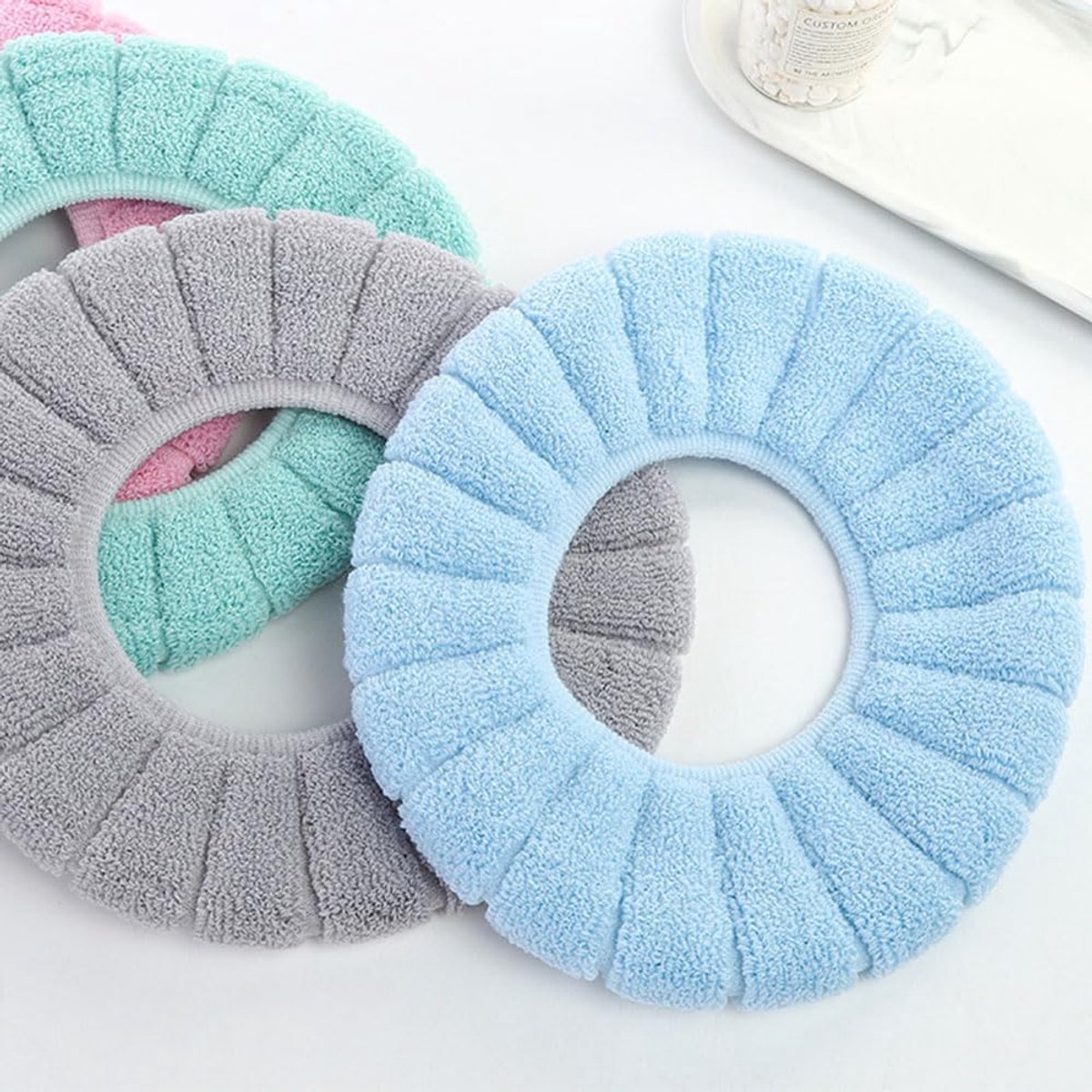 3-Piece Toilet Seat Cover - Toilet Seat Cover - Soft Toilet Seat - Toilet Cover - Toilet Seat Cover - WC Seat Cover - Universal Toilet Seat Cover - toilet seat cover - Reusable - Universal Fit - For Most Toilet Seats - Grey, Green, Blue - Image 4