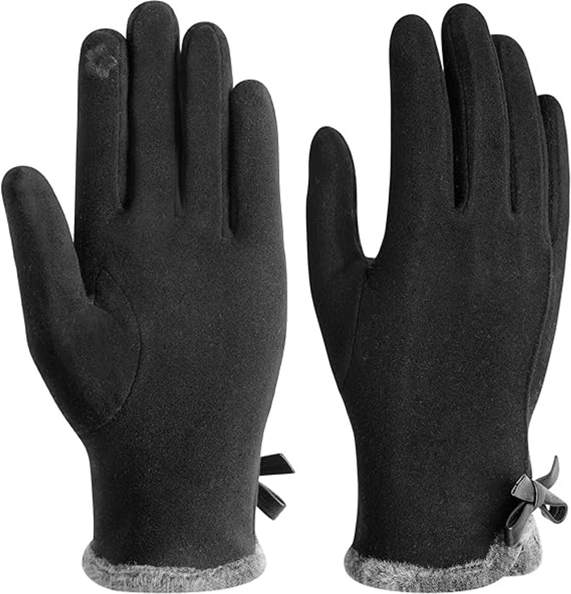 Gloves - women's gloves - winter gloves - Winter gloves - Insulated touchscreen gloves - touchscreen gloves for index finger - Cycling Gloves - Elegant and stylish - Black - Image 1