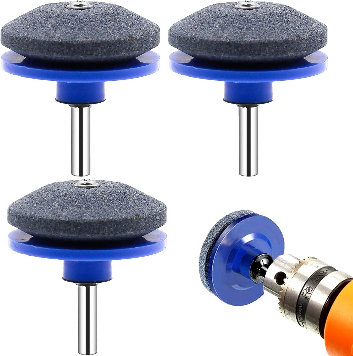 3 pieces - lawnmower blade sharpening - universal blade sharpener - for electric drill, lawnmower blade sharpener blade - grinding wheel - garden tool sharpener - for lawnmower - lawnmower accessories - 5*5.5 cm - Image 1