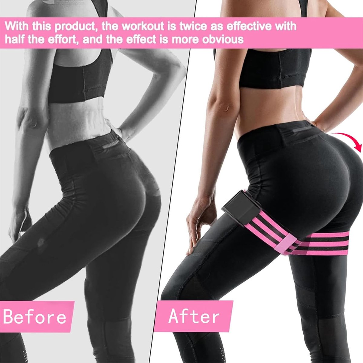 Resistance Bands - Resistance band - Booty bands - Fitness Elastic - Fitness Resistance Bands - Booty bands for training - Blood flow restriction bands - Adjustable BFR training bands - for training your glutes, squat, thighs - Pink - Image 3