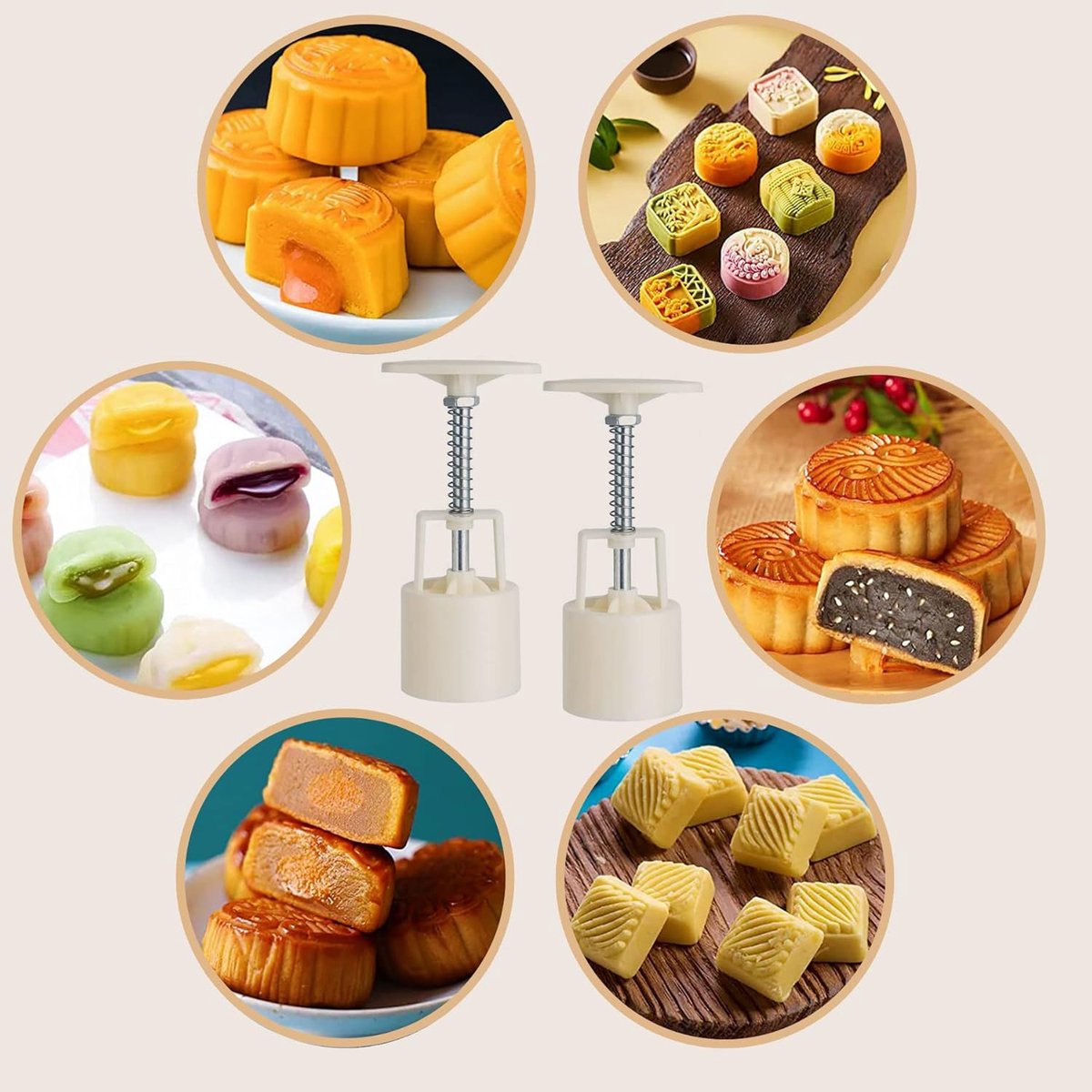 Set of 12 Cookie Cutters Set - Cookie Stamps - Cookie Shapes - Cookie Cutter Set - Mooncake Pan Set - Baking Pan - Cookie Cutter - Mooncake Die Stamps - Cookie Cutters - Flower Cookie Stamps - DIY Kitchen Tools - Maker 50g - Round - Image 5