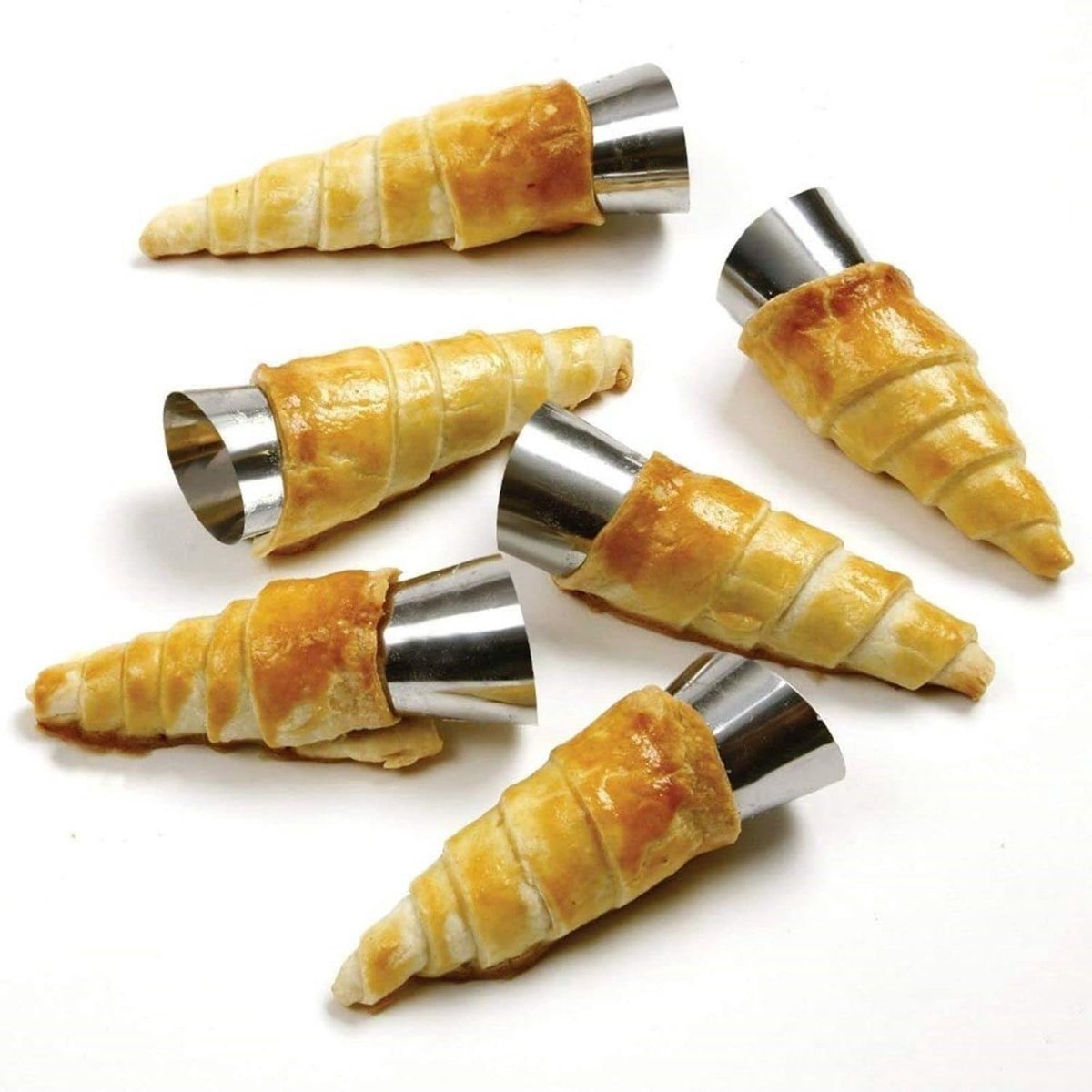 16 pieces - Croissant molds - Cream horn molds - Ice cream cone molds - Horn molds - Baking tools - Stainless steel baking pan - kitchen utensils - with cleaning brushes - for pastries, cream horns, cakes - 12.4*3.4 cm - silver - Image 2
