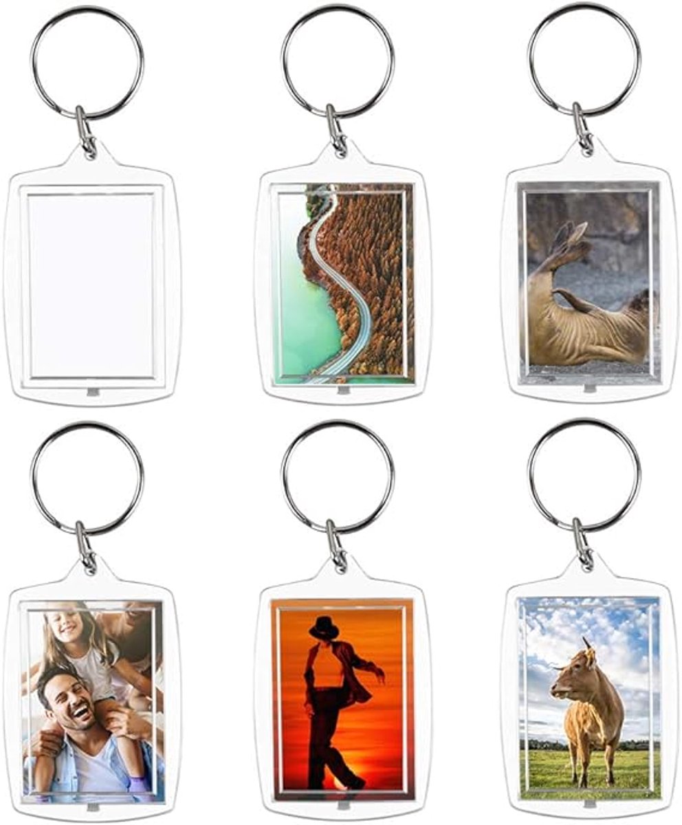 Photo Keychain - 30 Pieces - Empty Photo Frame Keychains - Transparent Clear Acrylic Keychains - Transparent - Small Photo Frames - Holds personalized, custom, and passport-sized photos measuring 1.57