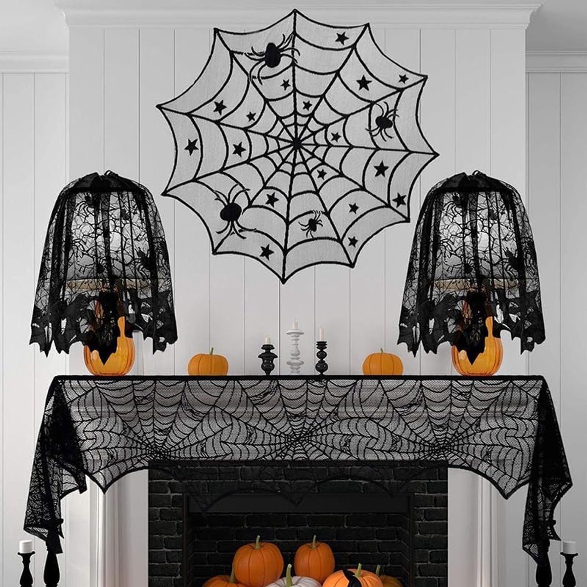 Tablecloth - 102 cm - Halloween tablecloth - table runner - round tablecloth - Halloween table decoration - black round lace spiderweb tablecloth - Interior decoration - lace tablecloth - Halloween party ornament - for Kitchen, Dining Table, Party Supplie - Image 3