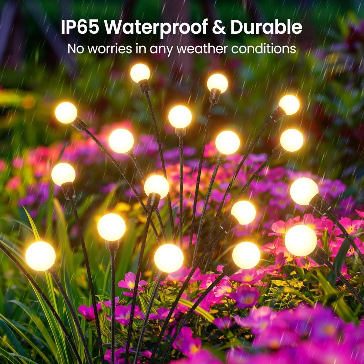 Solar Garden Lighting - Solar Lights Outdoor - 4 Pack 32 LED Oscillating Solar Garden Lights - Solar Garden Lamp - Fireflies - Firefly Light for Outdoor Decorations - Solar Garden Lighting - Solar Energy - Waterproof - Garden Torch - Garden Lantern - Image 5