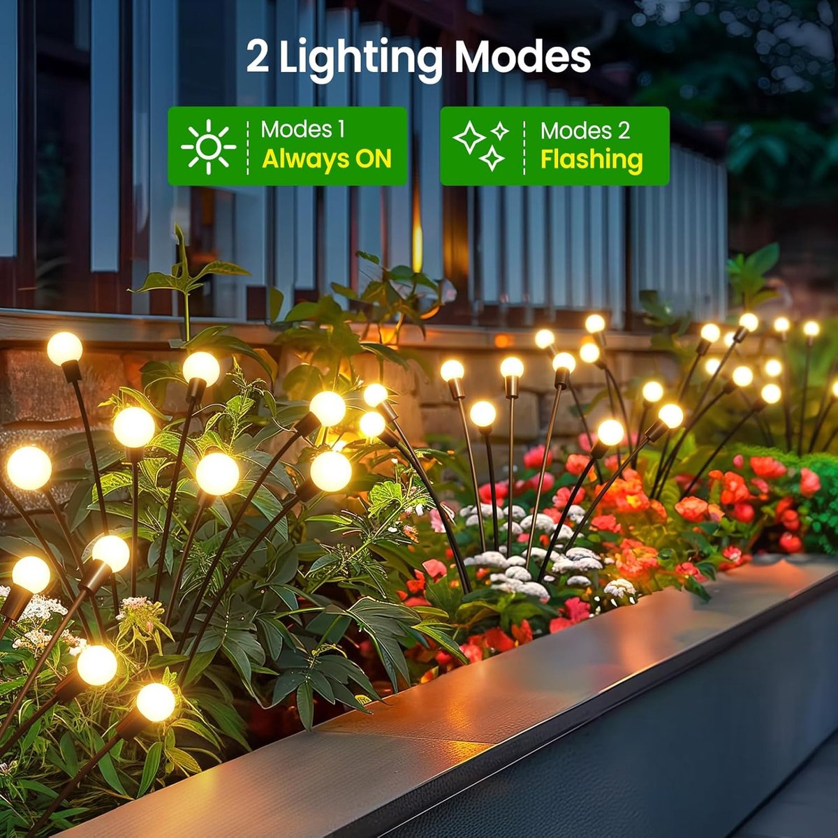 Solar Garden Lighting - Solar Lights Outdoor - 4 Pack 32 LED Oscillating Solar Garden Lights - Solar Garden Lamp - Fireflies - Firefly Light for Outdoor Decorations - Solar Garden Lighting - Solar Energy - Waterproof - Garden Torch - Garden Lantern - Image 6