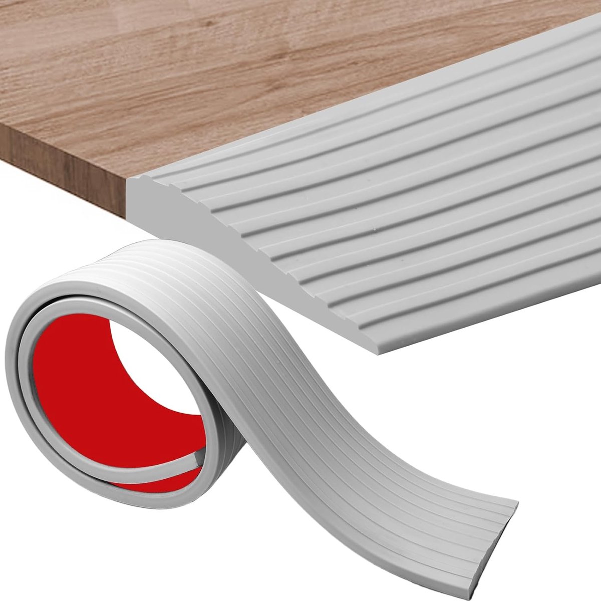 Threshold ramp - 1 m*10mm*50mm - Rubber threshold aid - Threshold ramps - Driveway ramp - Threshold ramps for doors - Loading ramp - Threshold plate - Anti-slip - self-adhesive rubber threshold ramp - for wheelchairs, strollers and scooters - grey - Image 1