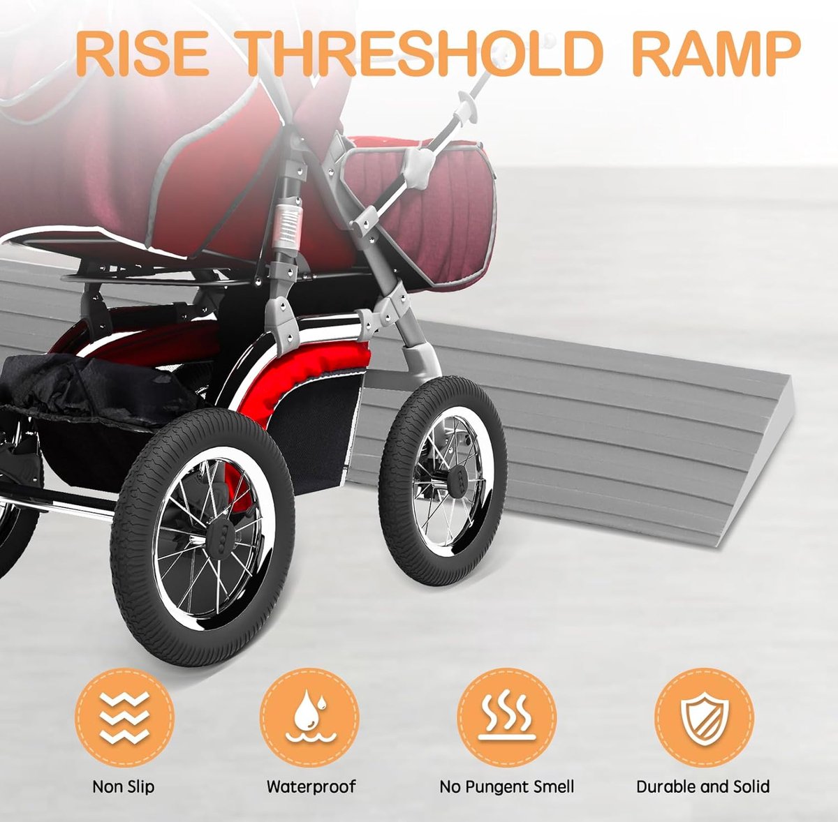 Threshold ramp - 1 m*10mm*50mm - Rubber threshold aid - Threshold ramps - Driveway ramp - Threshold ramps for doors - Loading ramp - Threshold plate - Anti-slip - self-adhesive rubber threshold ramp - for wheelchairs, strollers and scooters - grey - Image 4
