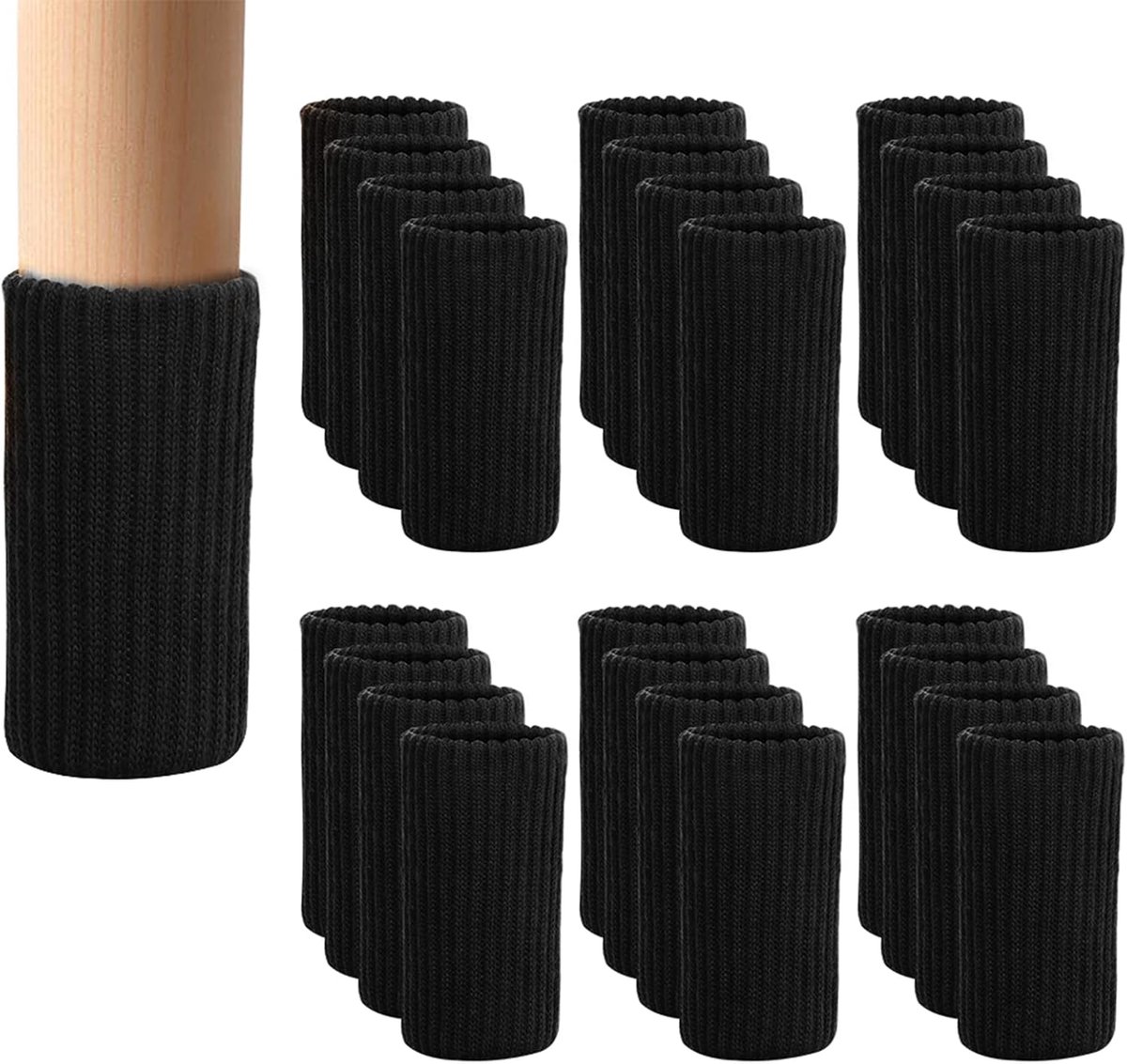 24 pieces furniture leg socks - Chair socks - black furniture socks - chair leg floor protectors - Chair Leg Felt Pads - high elastic chair leg covers furniture caps set - easy to move and reduce noise - Furniture Leg - Anti-slip mat - Image 1