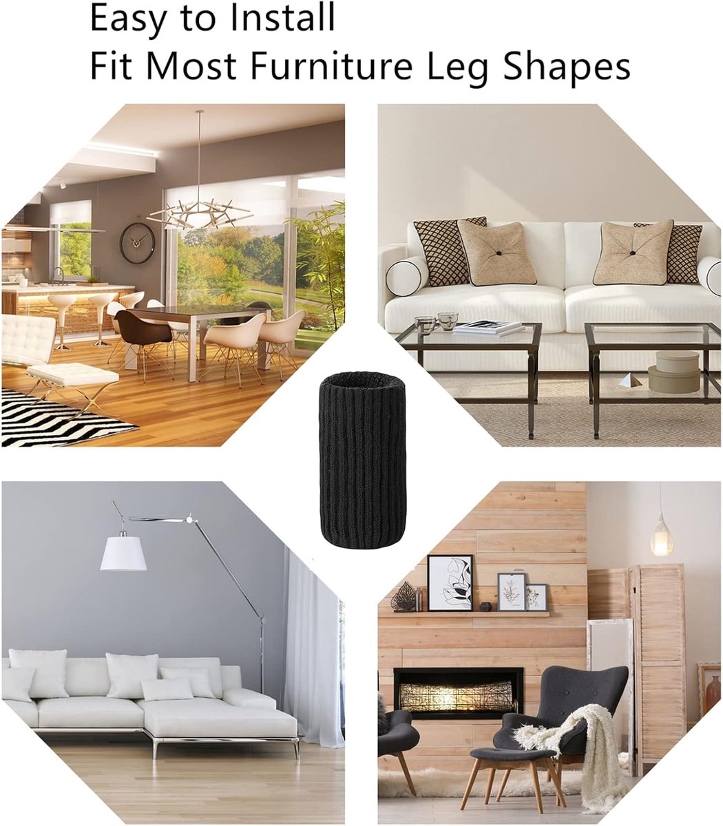24 pieces furniture leg socks - Chair socks - black furniture socks - chair leg floor protectors - Chair Leg Felt Pads - high elastic chair leg covers furniture caps set - easy to move and reduce noise - Furniture Leg - Anti-slip mat - Image 5